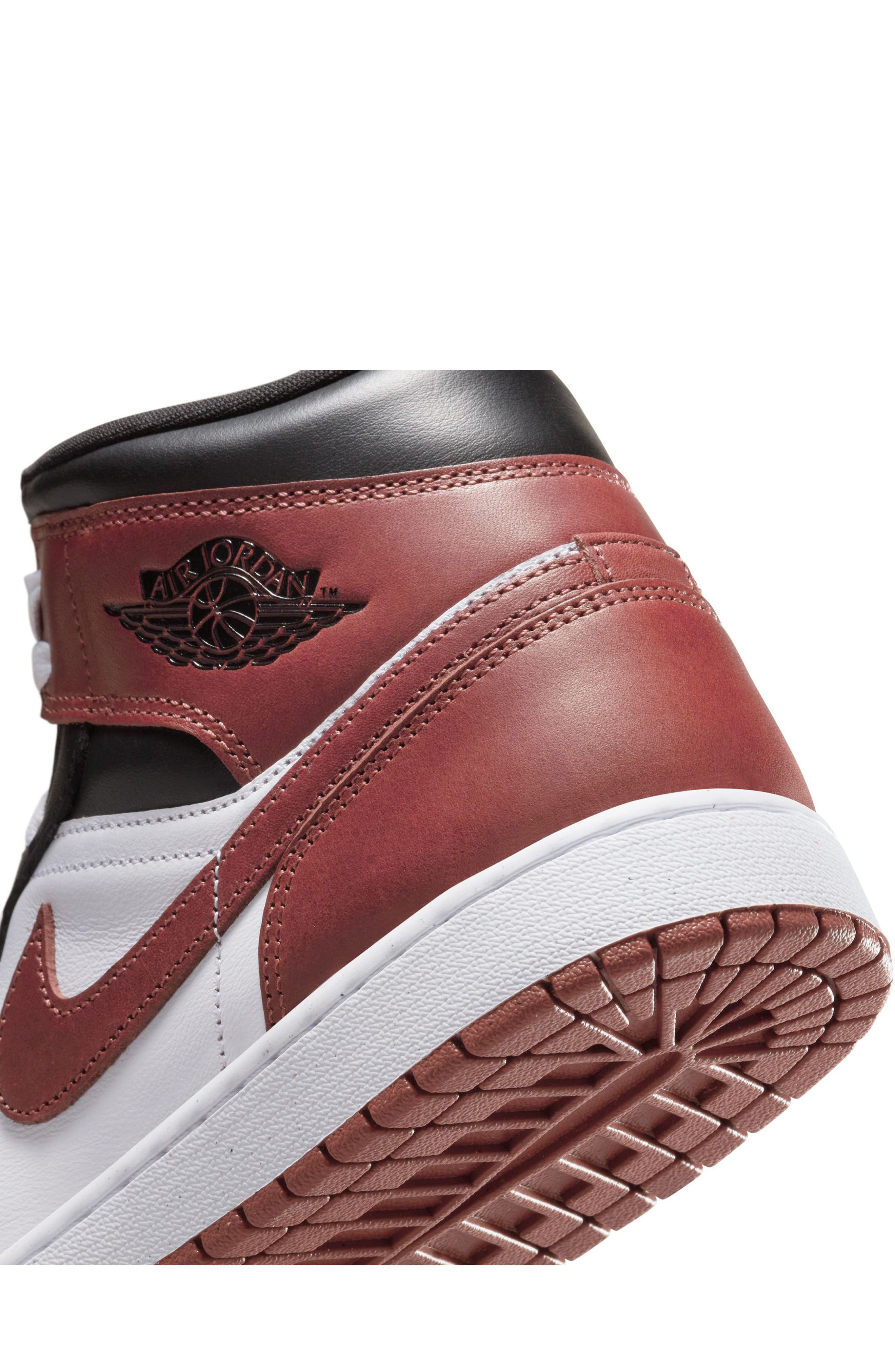 Air Jordan 1 Mid Sneaker in White/Dark Pony/Black at Nordstrom - 8