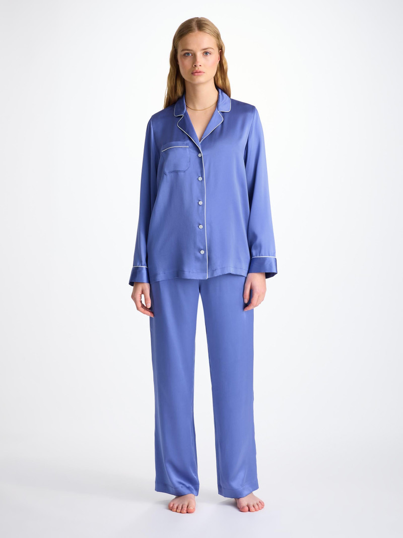Derek Rose Women's Pajamas Bailey Silk Satin Amethyst outlook