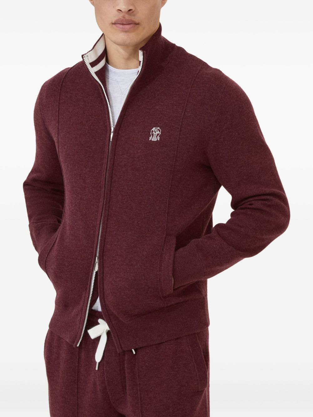high-neck zip-up cardigan - 3