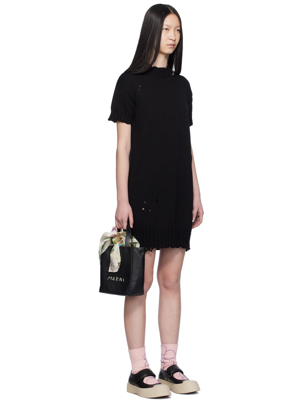Black Dishevelled Midi Dress - 2