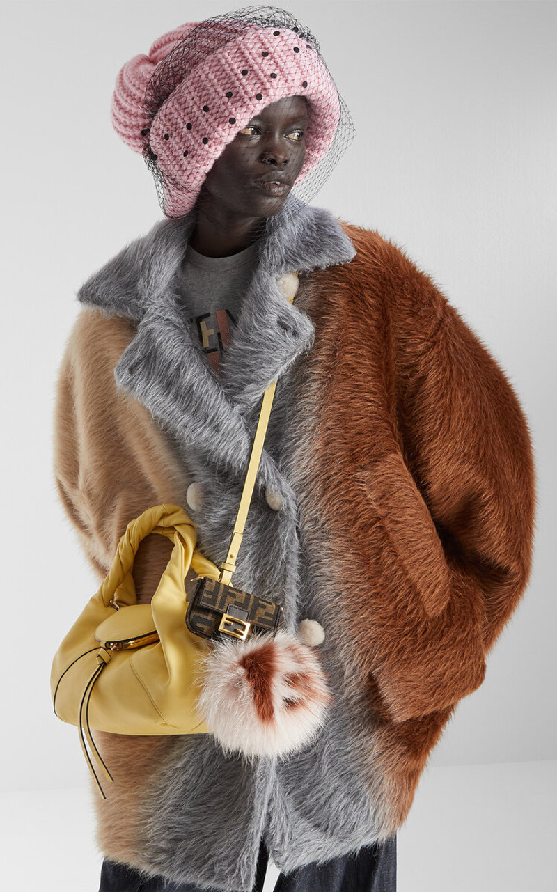FENDI Oversized Alpaca-Wool Double-Breasted Coat multi outlook