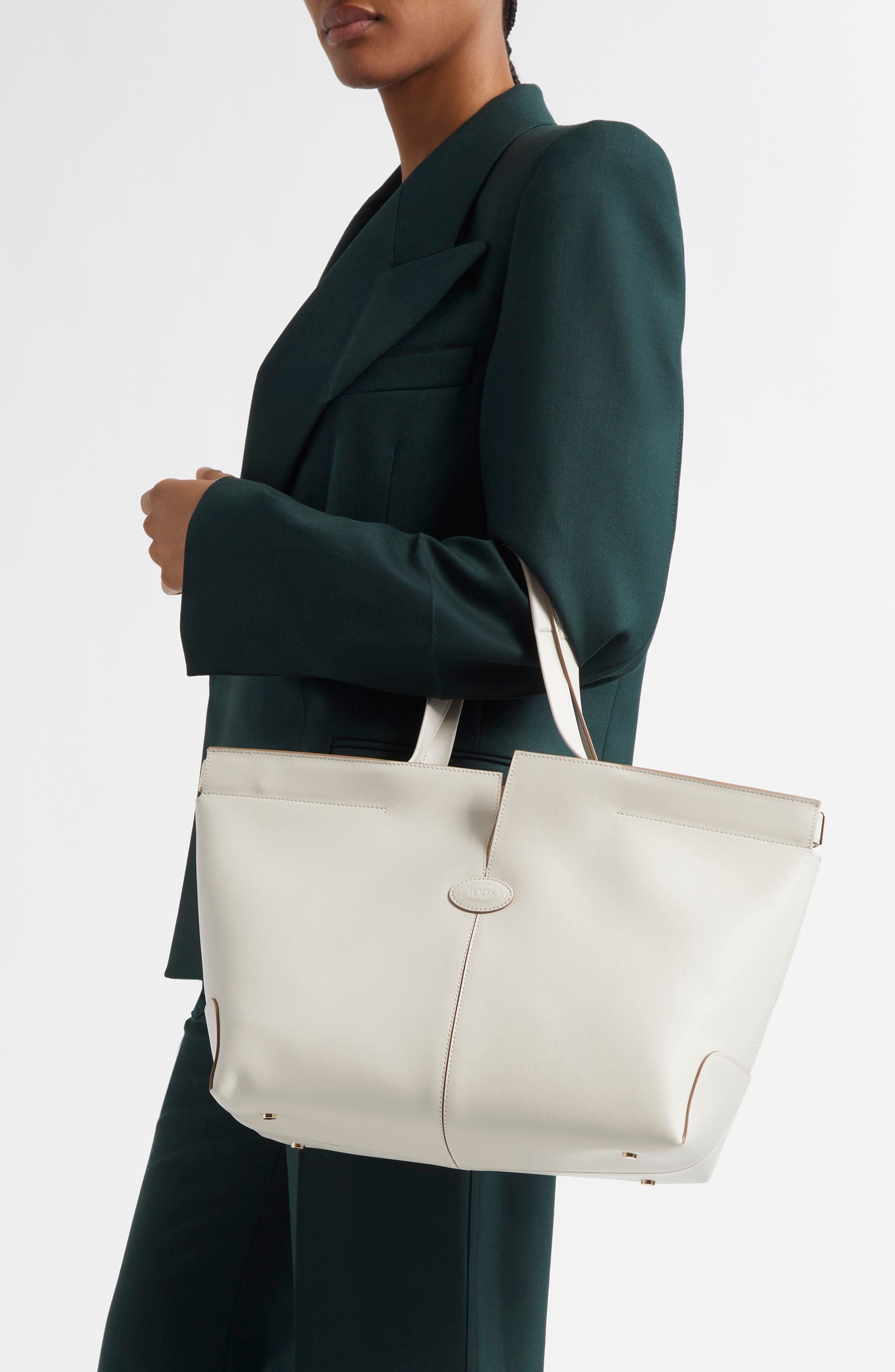 Medium-Small Tod's Di Bag Folio Leather Shopper in Bianco Calce at Nordstrom - 2