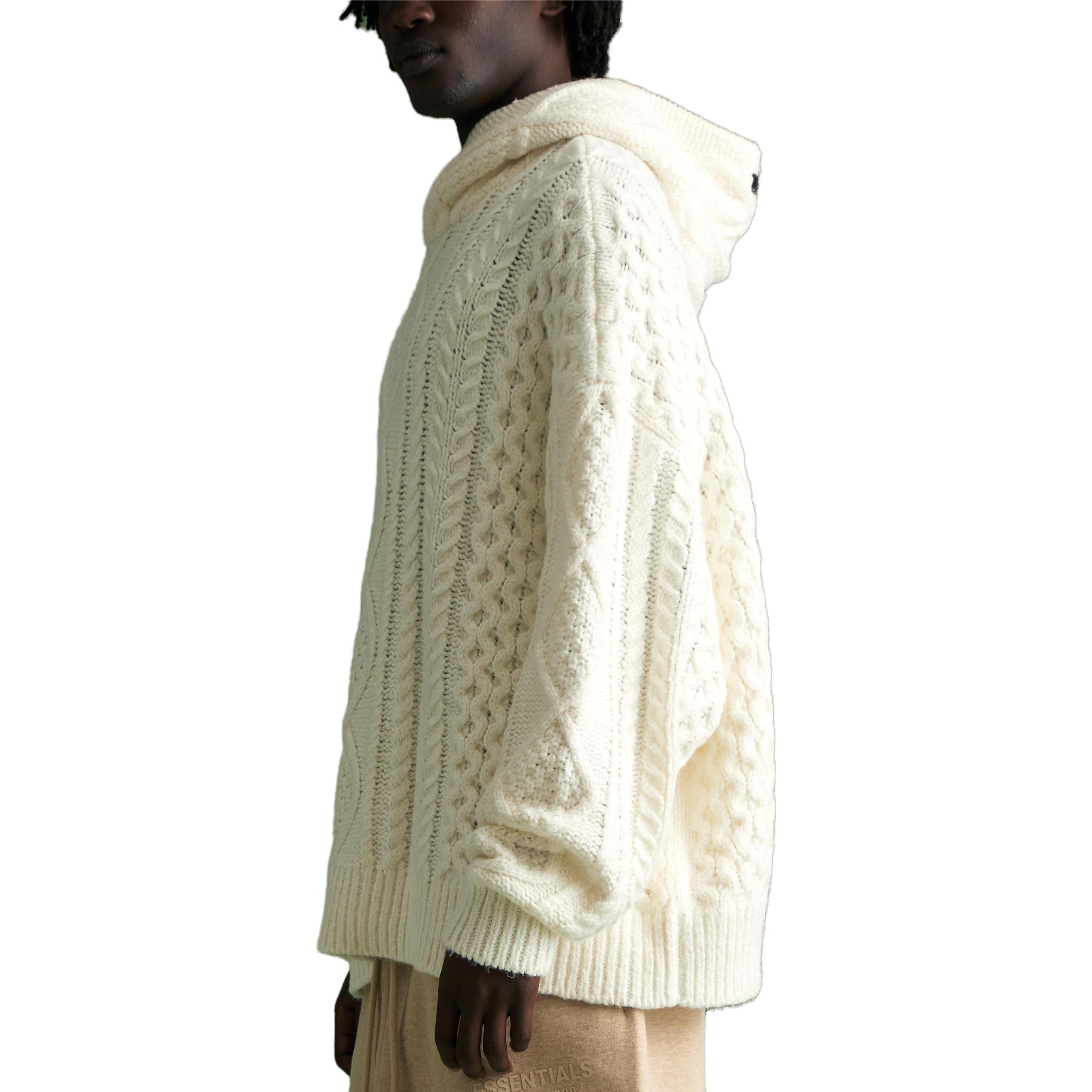 Fear of God Essentials FW23 Cable Knit Hoodie 'Cloud Dancer' 192BT234391F - 6