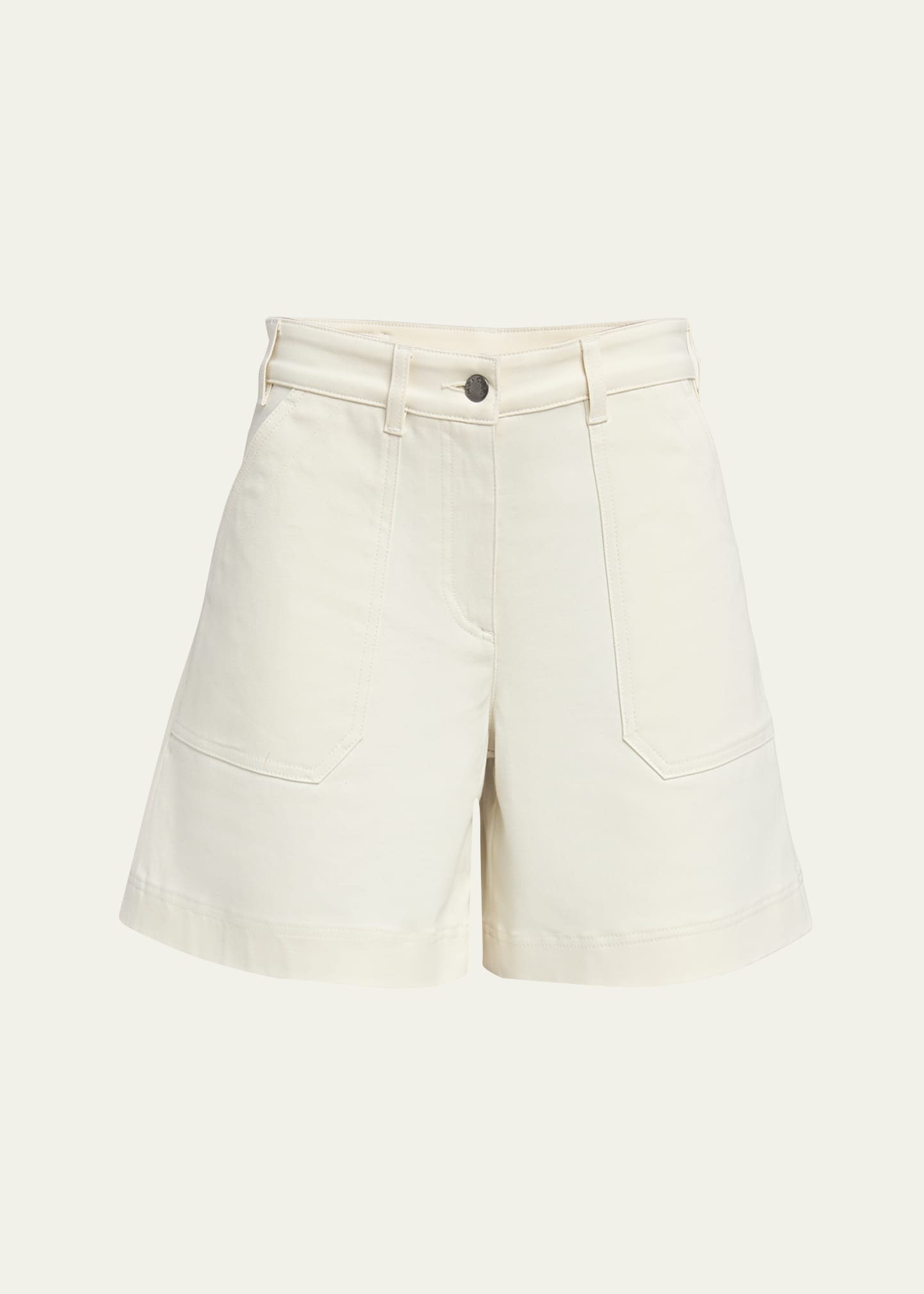 High-Rise Cotton Twill Shorts - 1