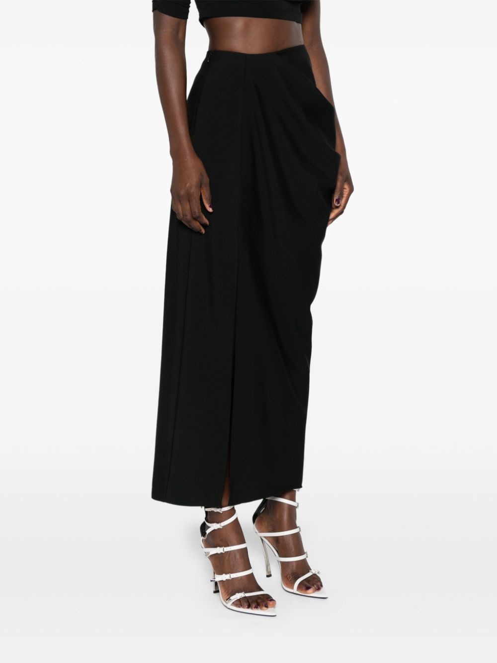 asymmetric high-waisted maxi skirt - 3