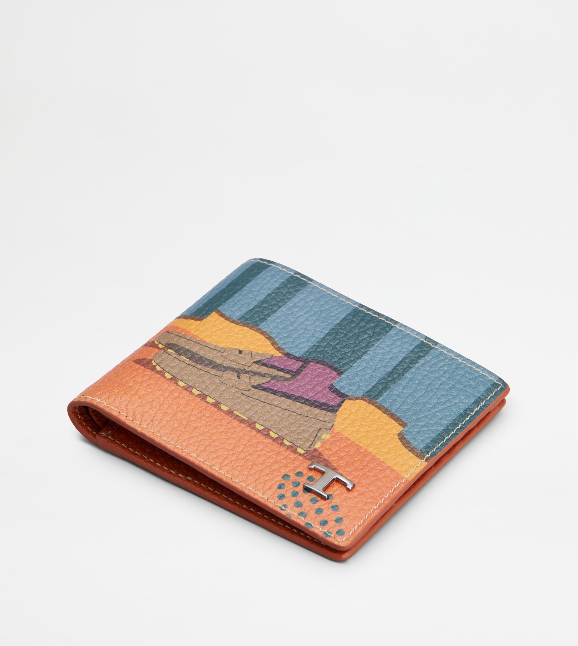 WALLET IN LEATHER - ORANGE, LIGHT BLUE, YELLOW - 4