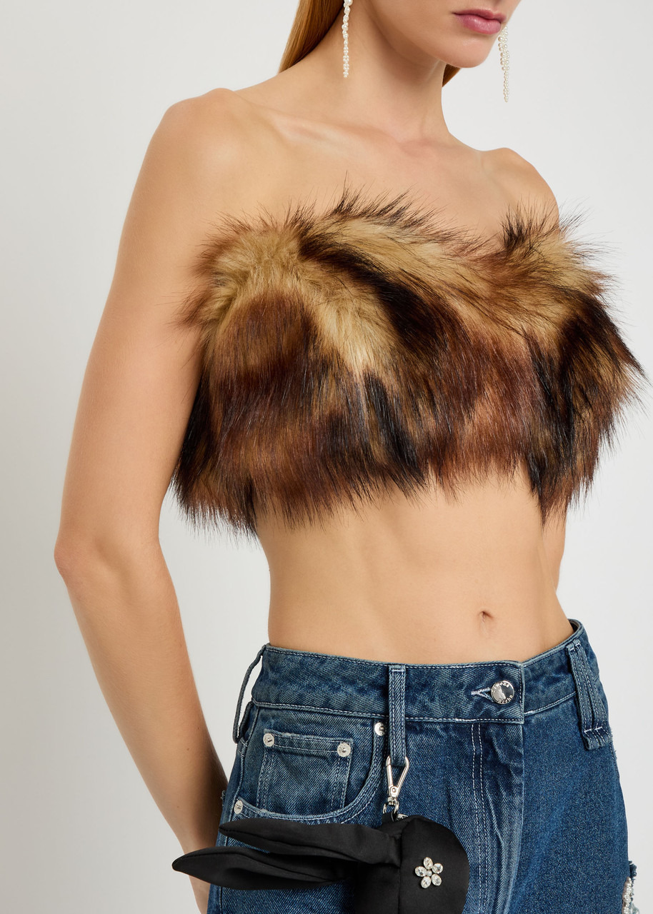 Simone Rocha Strapless Faux fur bra top - 5