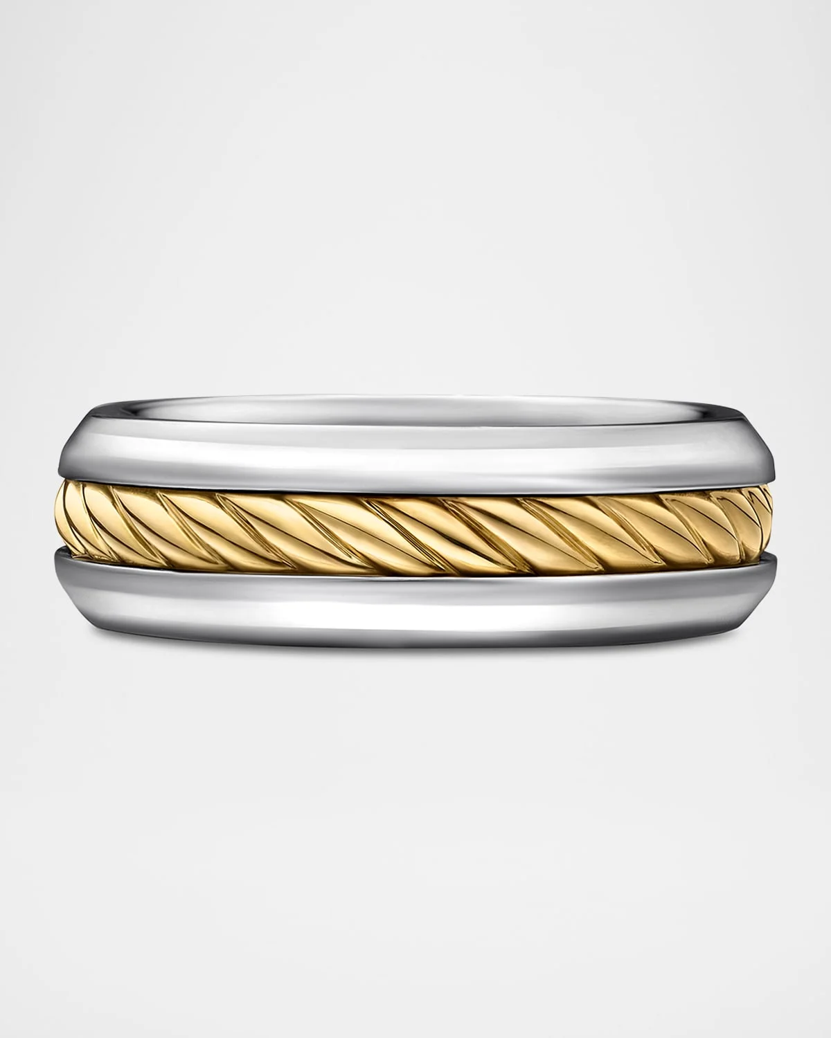 8mm Men's Cable Ring in Silver - 1