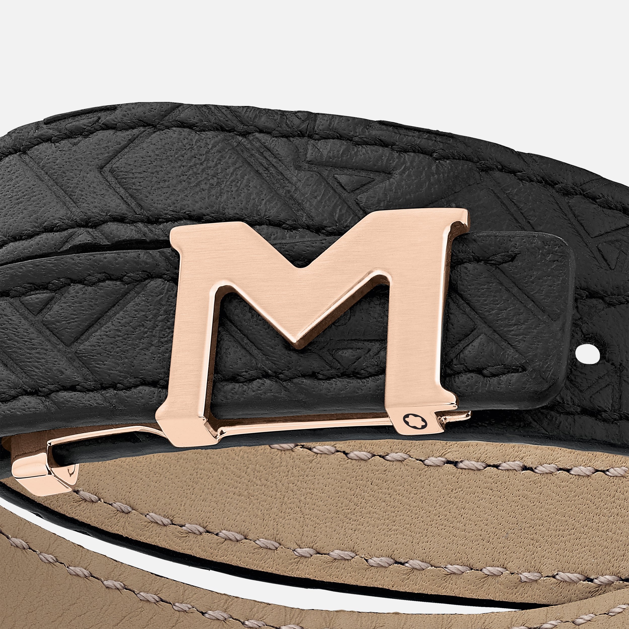 Montblanc M Logo Bracelet, Embossed Black Band with Rose Gold-Coated Closure - 2