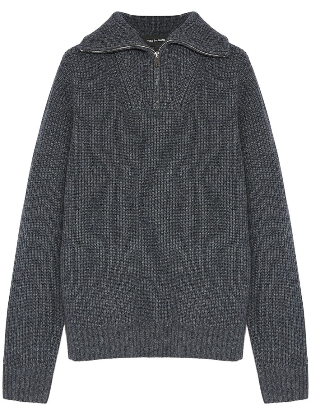 zip-up ribbed knit sweater - 2