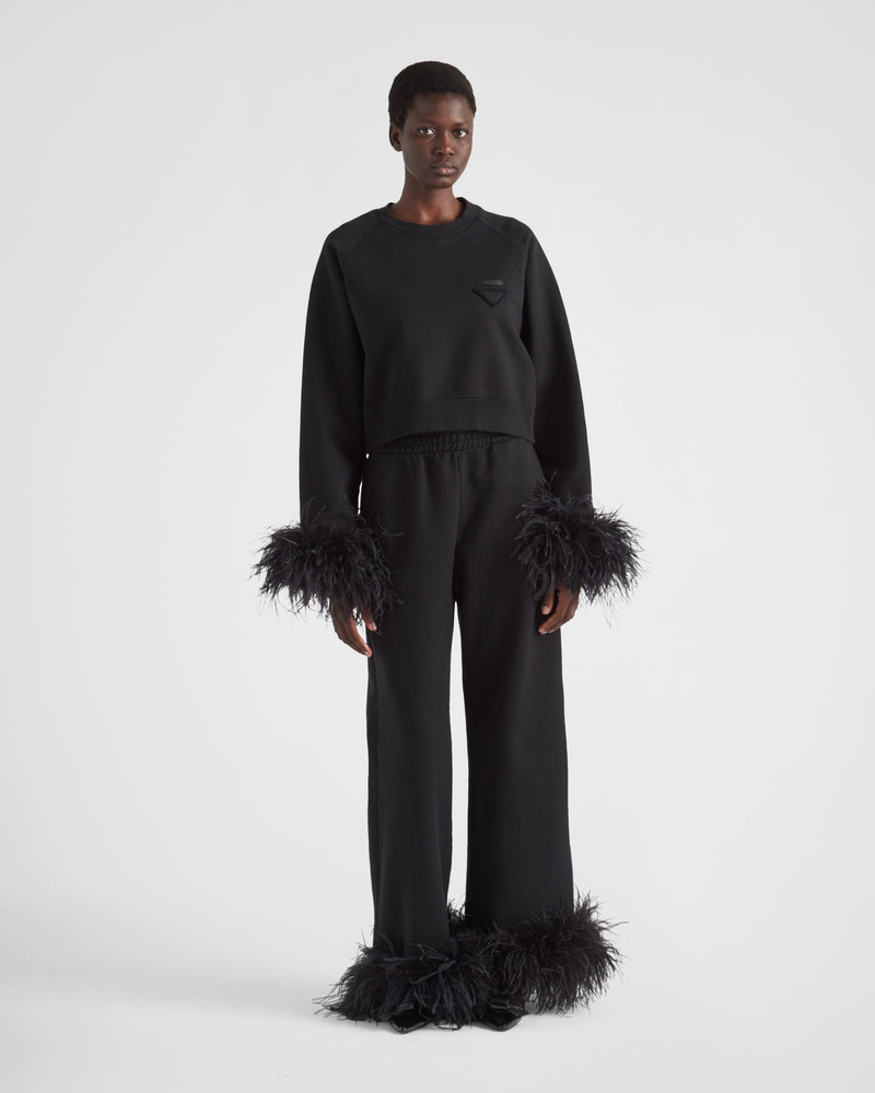 Prada Crew-neck sweatshirt with feather trim outlook