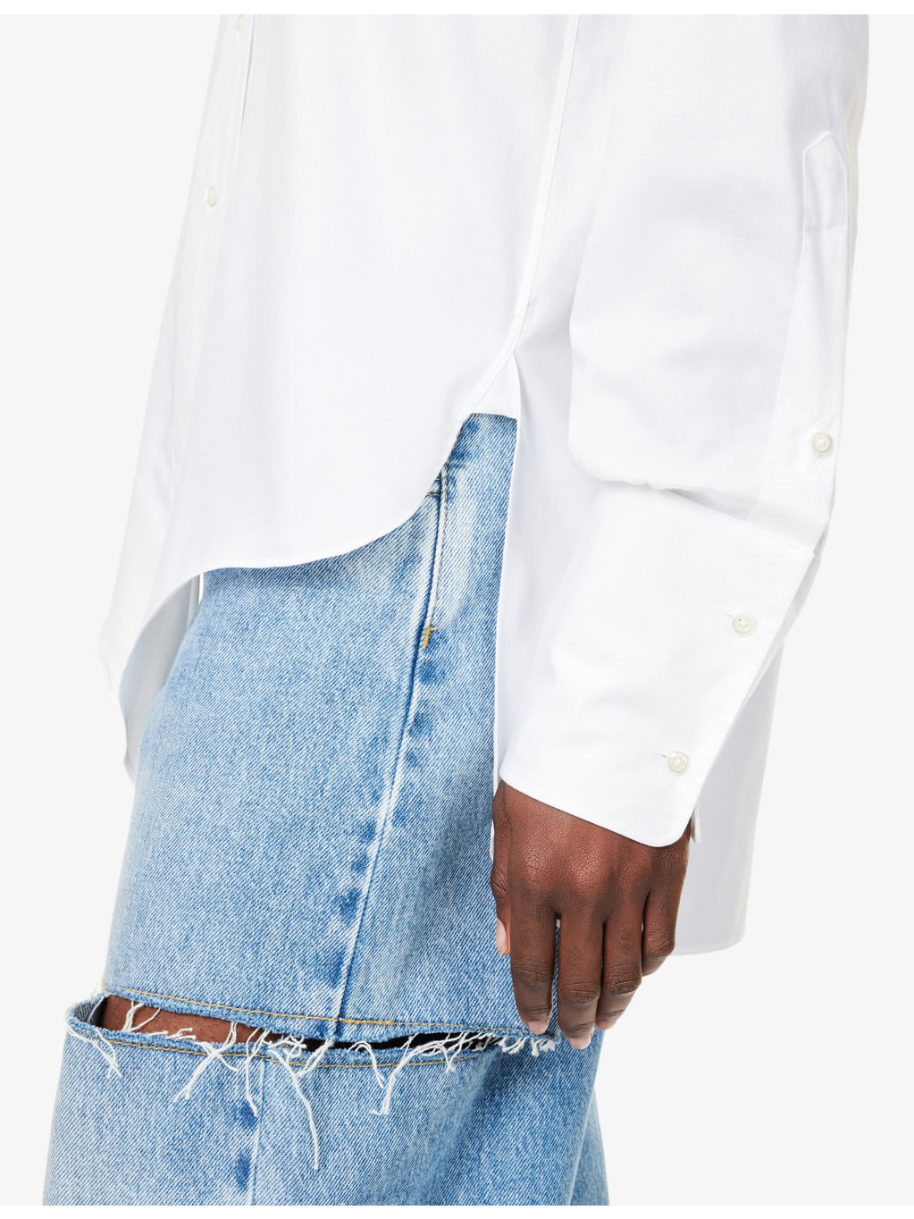 Asymmetric Long-Sleeves Cotton-Poplin Shirt - 5