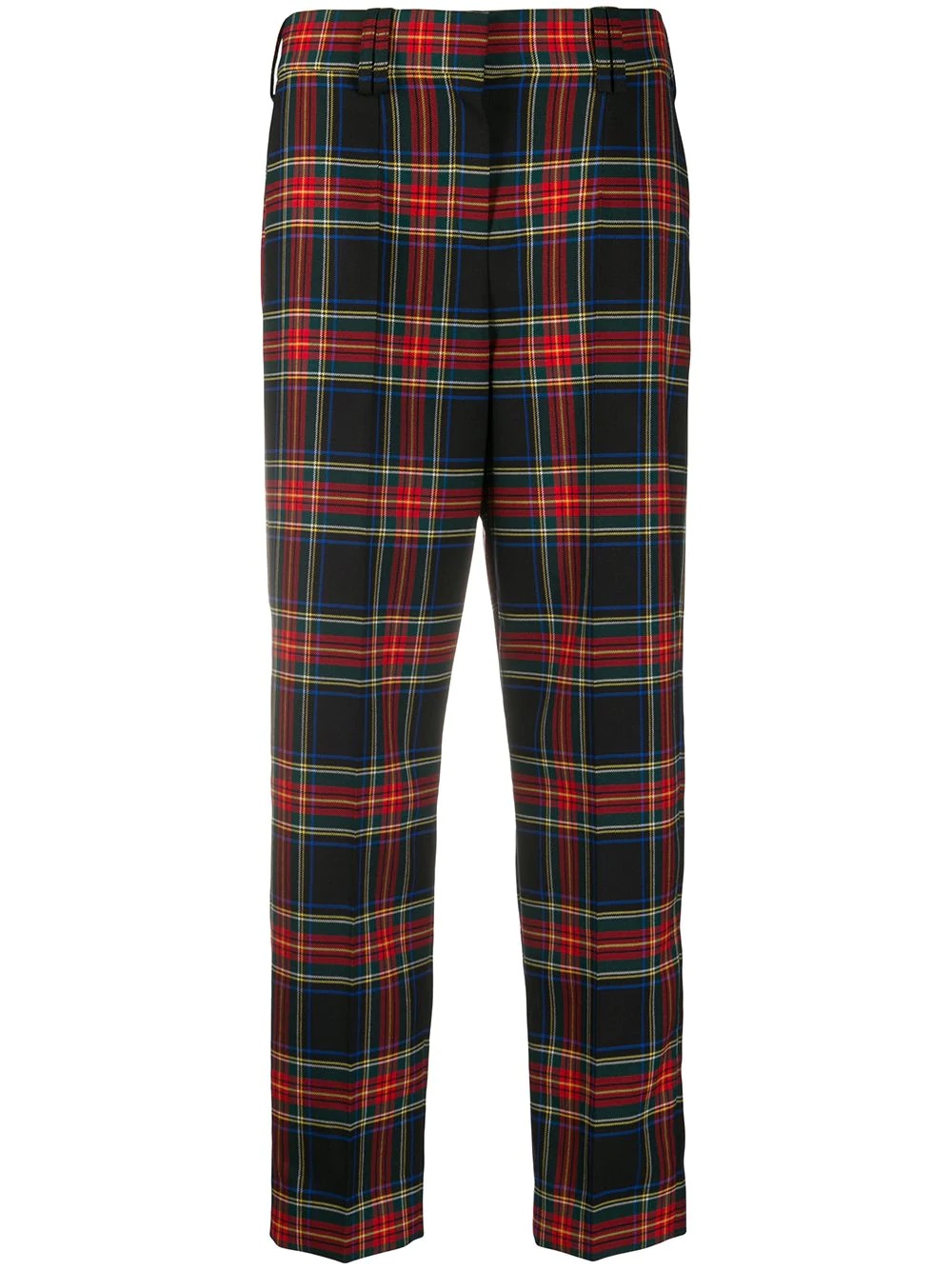 plaid straight-leg trousers - 1