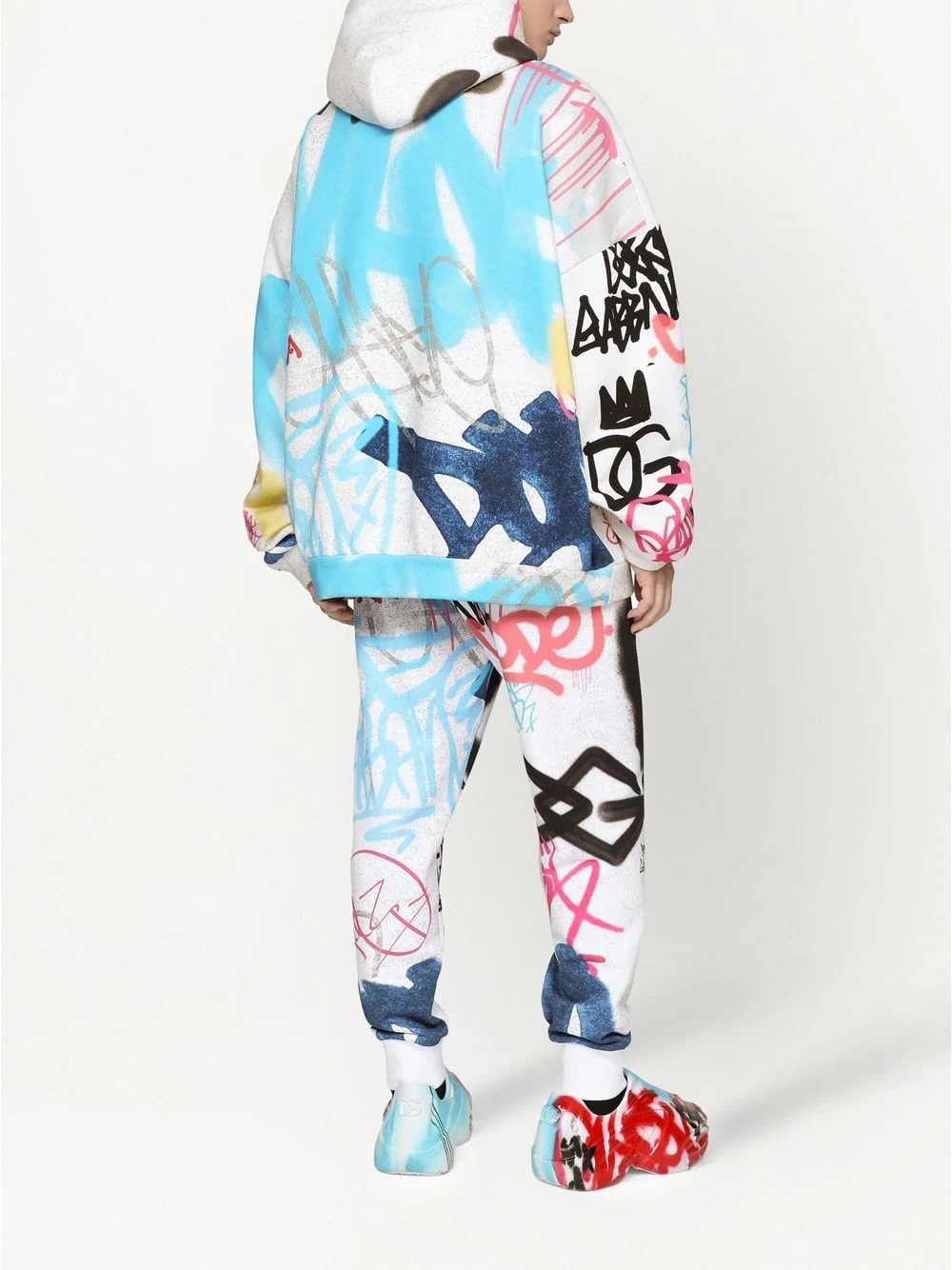 graffiti-print cotton-blend hoodie - 4