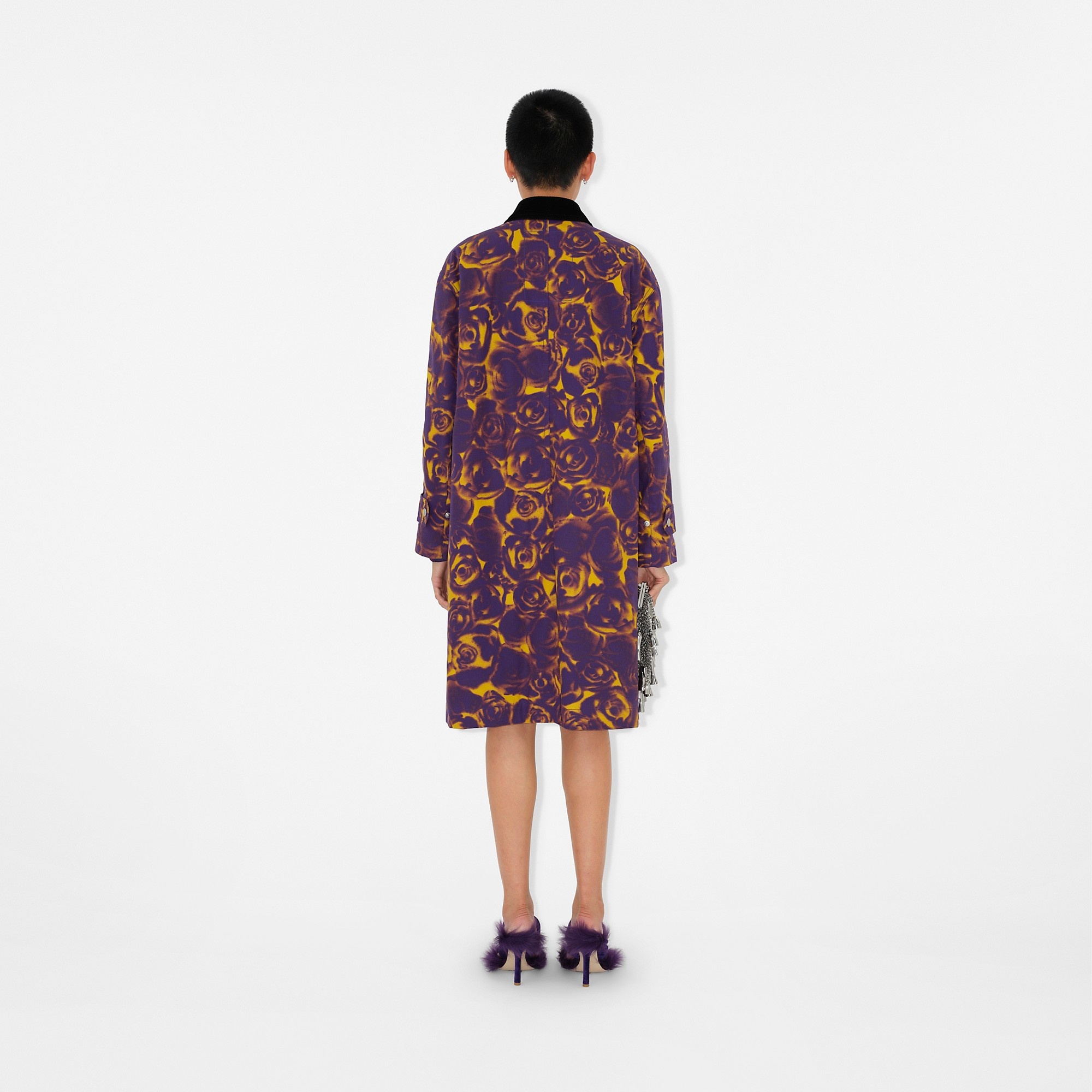 Rose Print Car Coat - 4