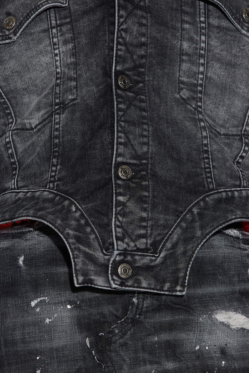 BLACK ROSE WASH RAW CUT JEAN JACKET - 4