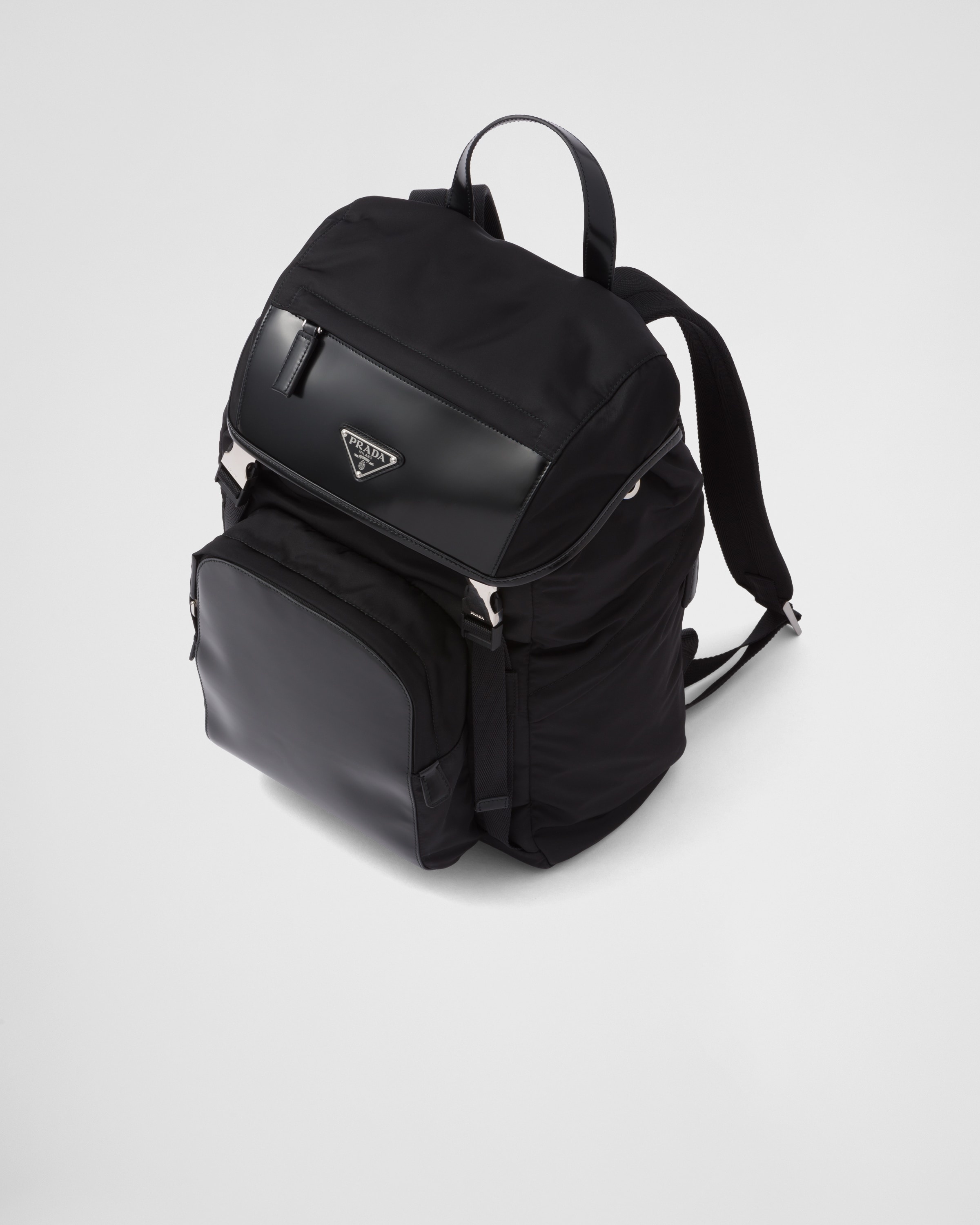 Re-Nylon and brushed leather backpack - 3
