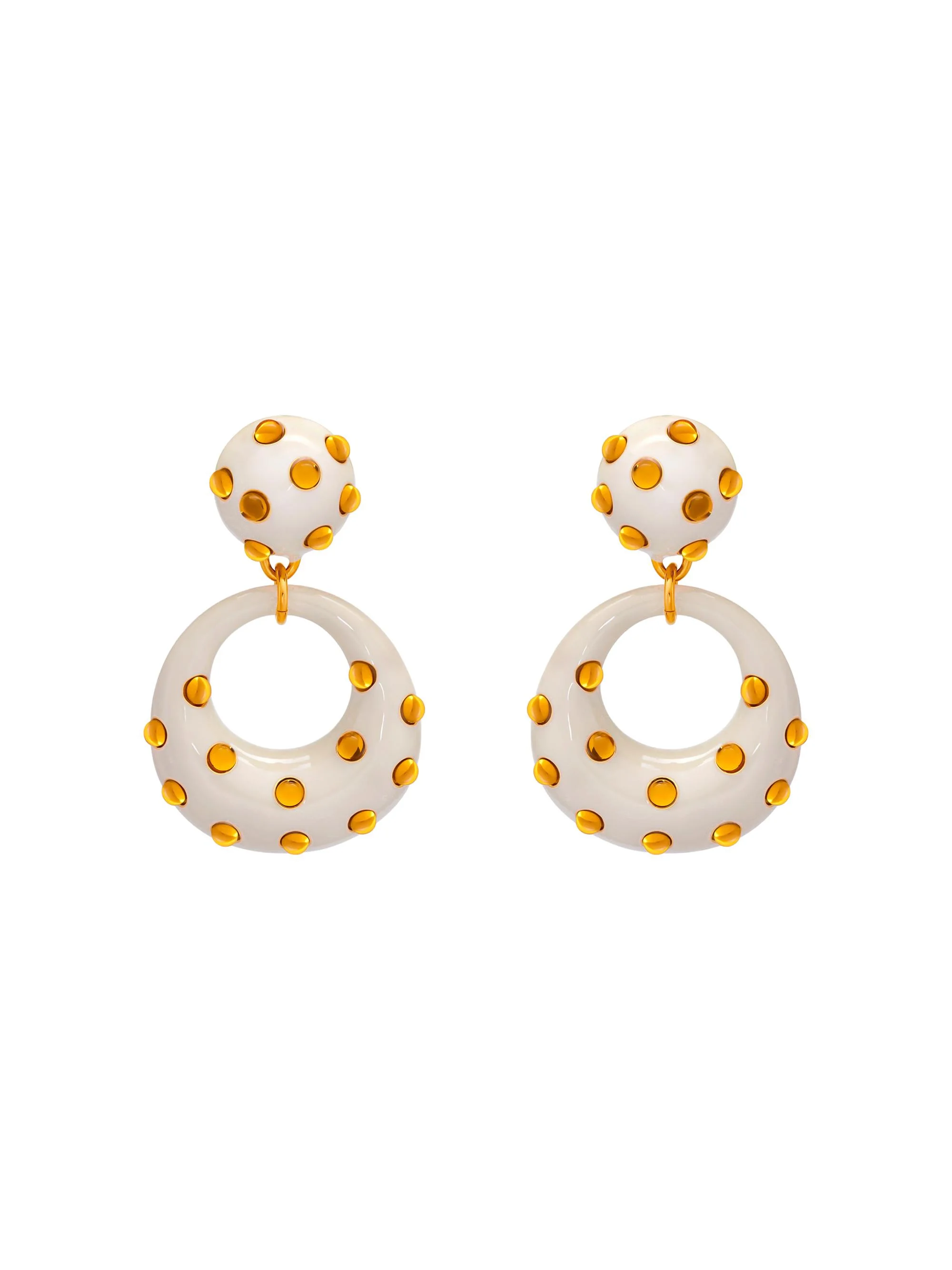 Women's 24K-Gold-Plated, Enamel & Glass Clip-On Drop Earrings - Ivory - 1
