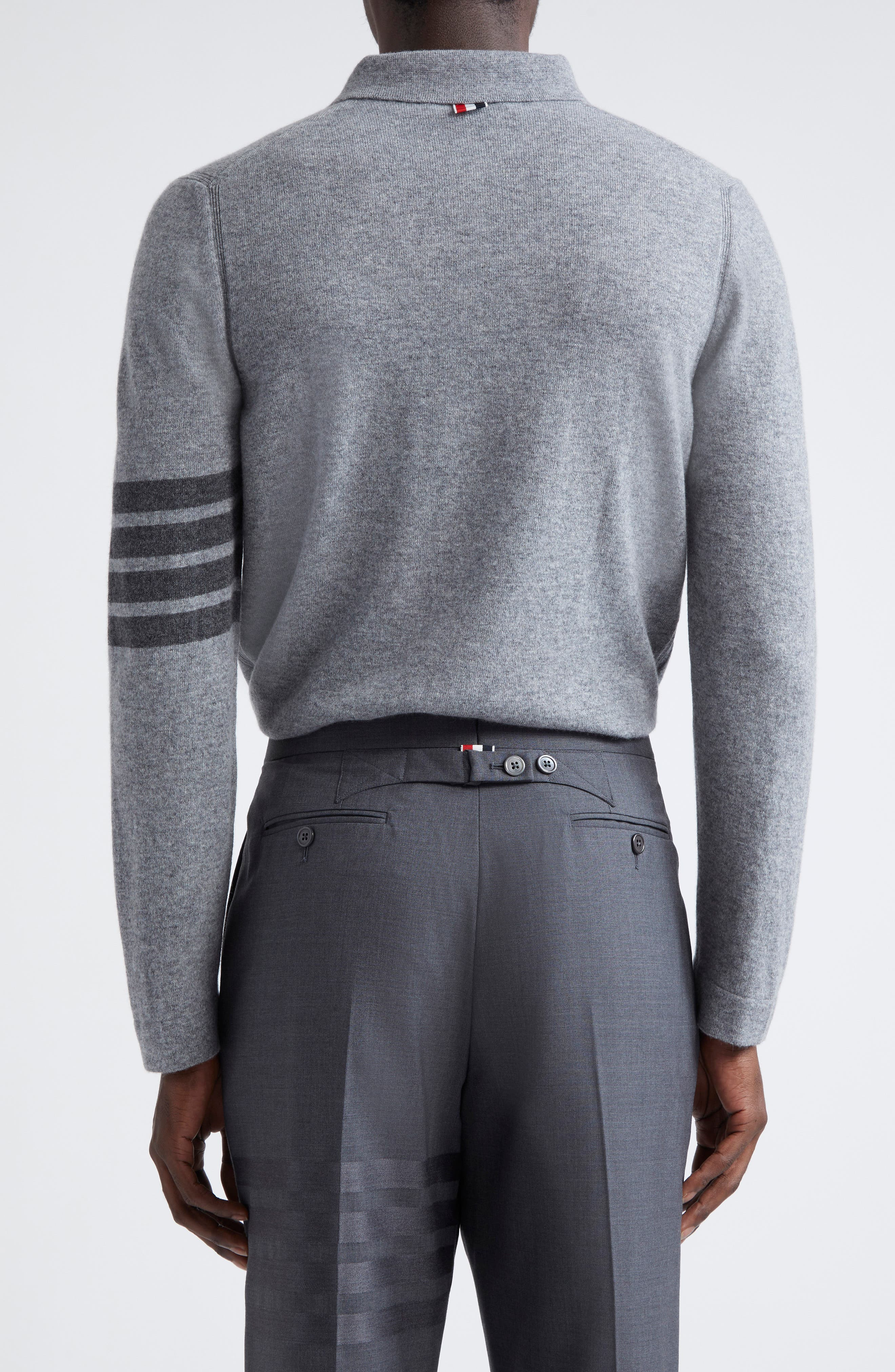 Thom Browne 4-Bar Cashmere Polo Cardigan in Light Grey at Nordstrom - 2