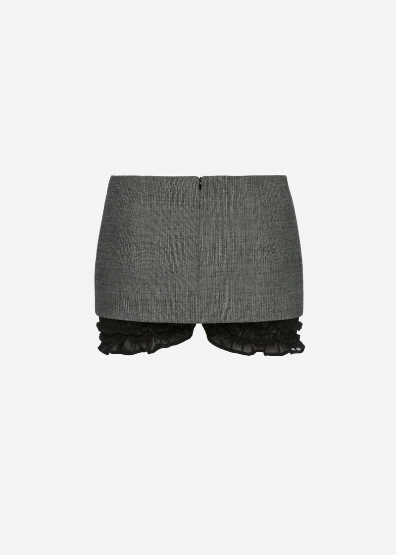 Layered mini skirt shorts in grey 2