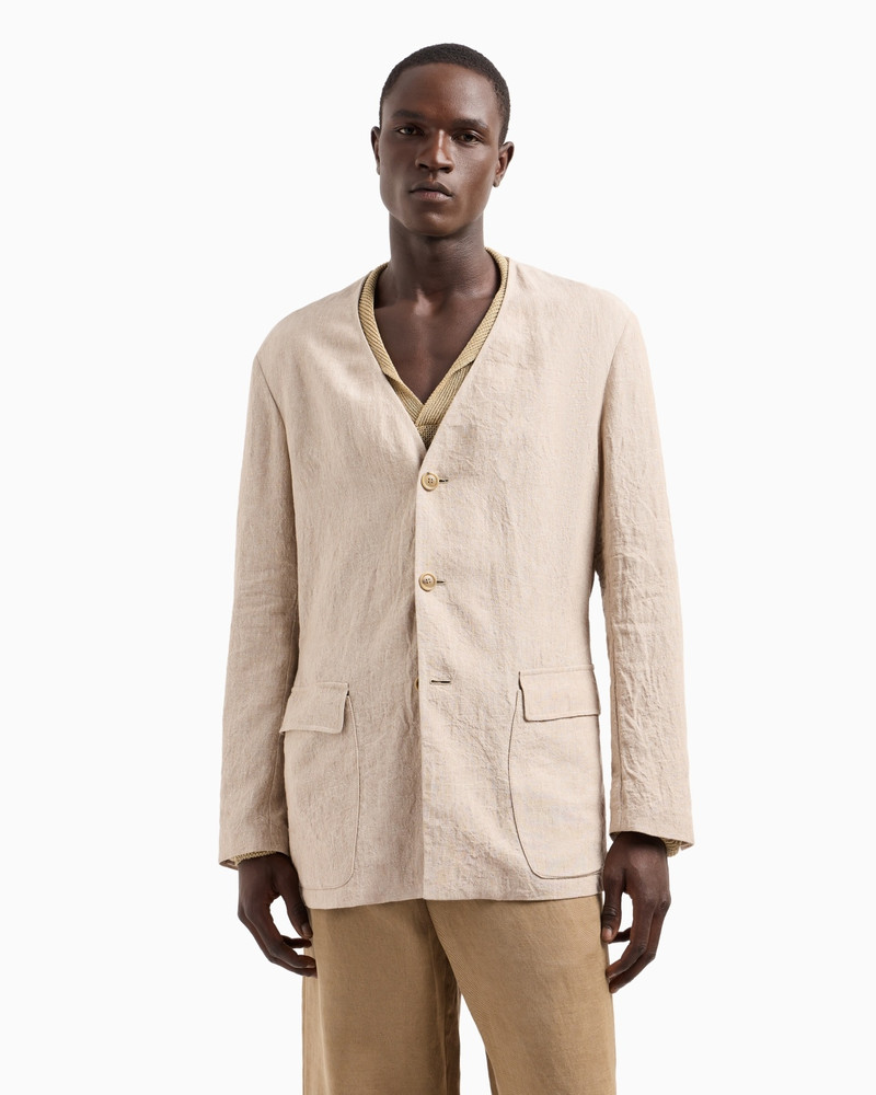 GIORGIO ARMANI PURE LINEN CANVAS SINGLE-BREASTED JACKET outlook