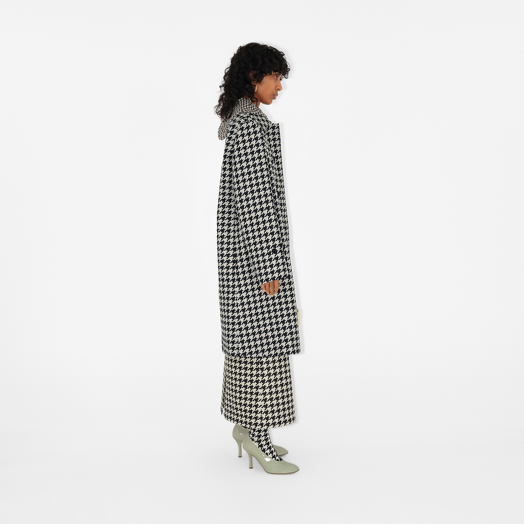 Long Houndstooth Car Coat - 3