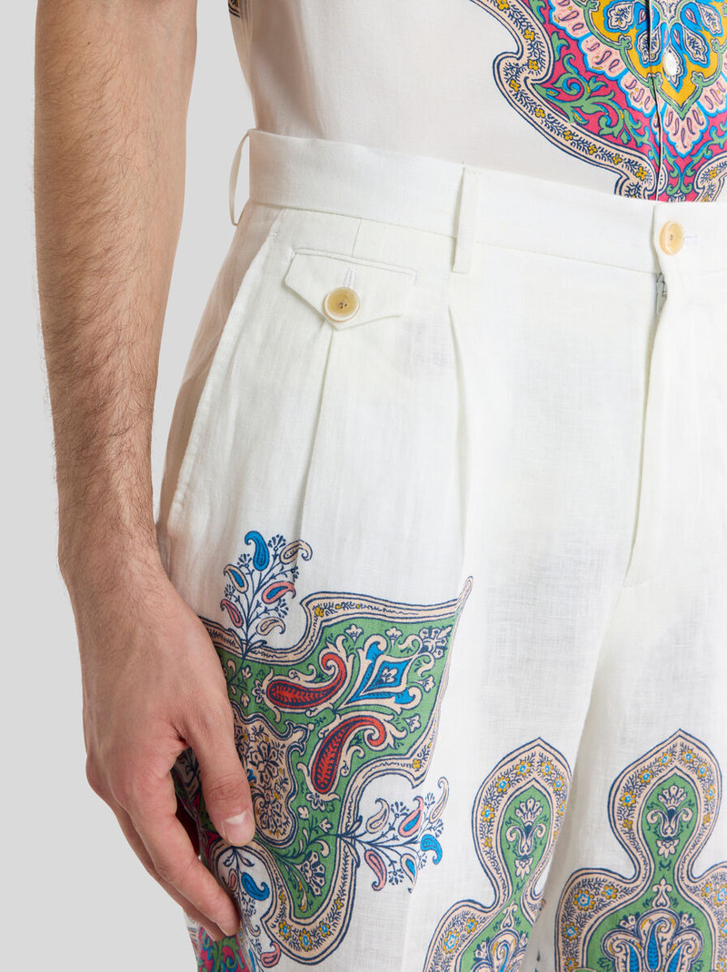 Etro LINEN SHORTS WITH PLACED FLORAL PAISLEY PRINT outlook