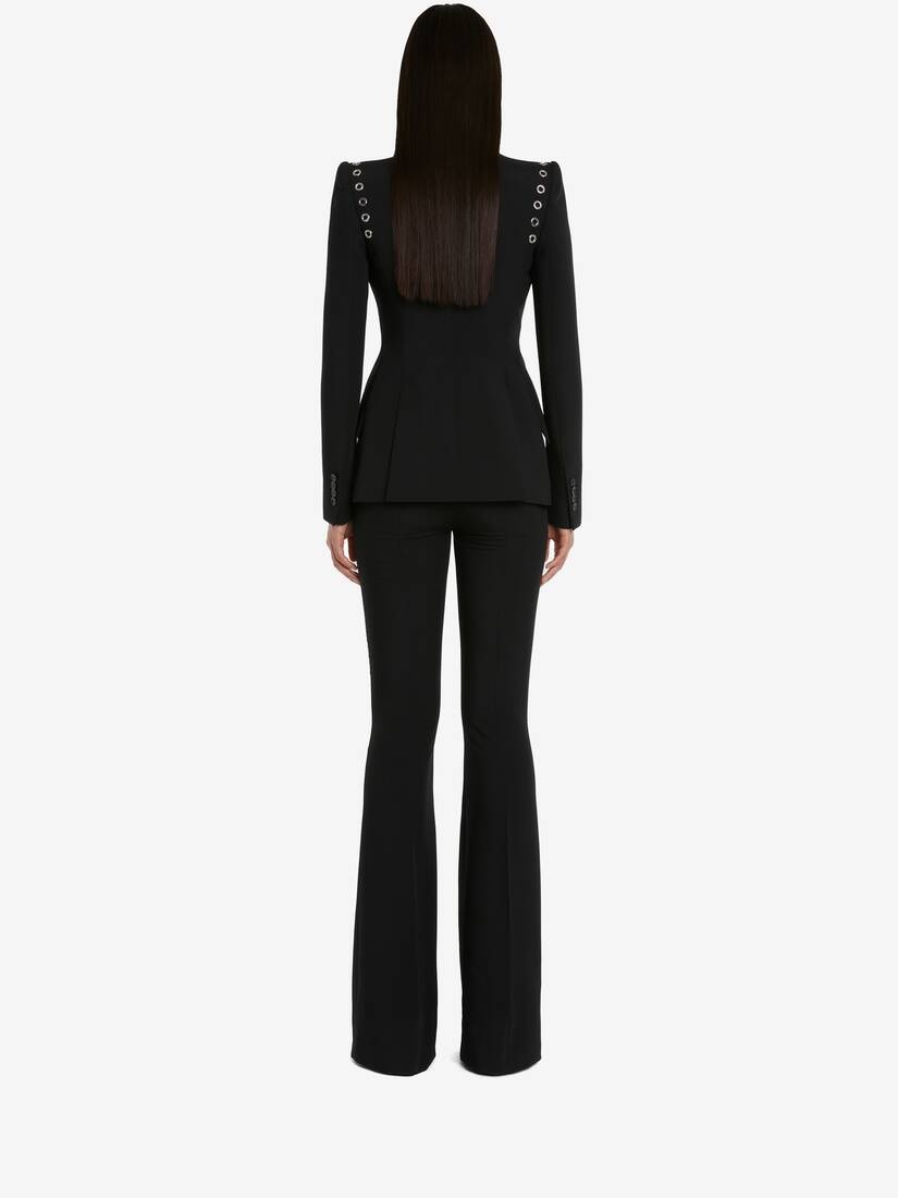 Women's Eyelet Peak Shoulder Jacket in Black - 4