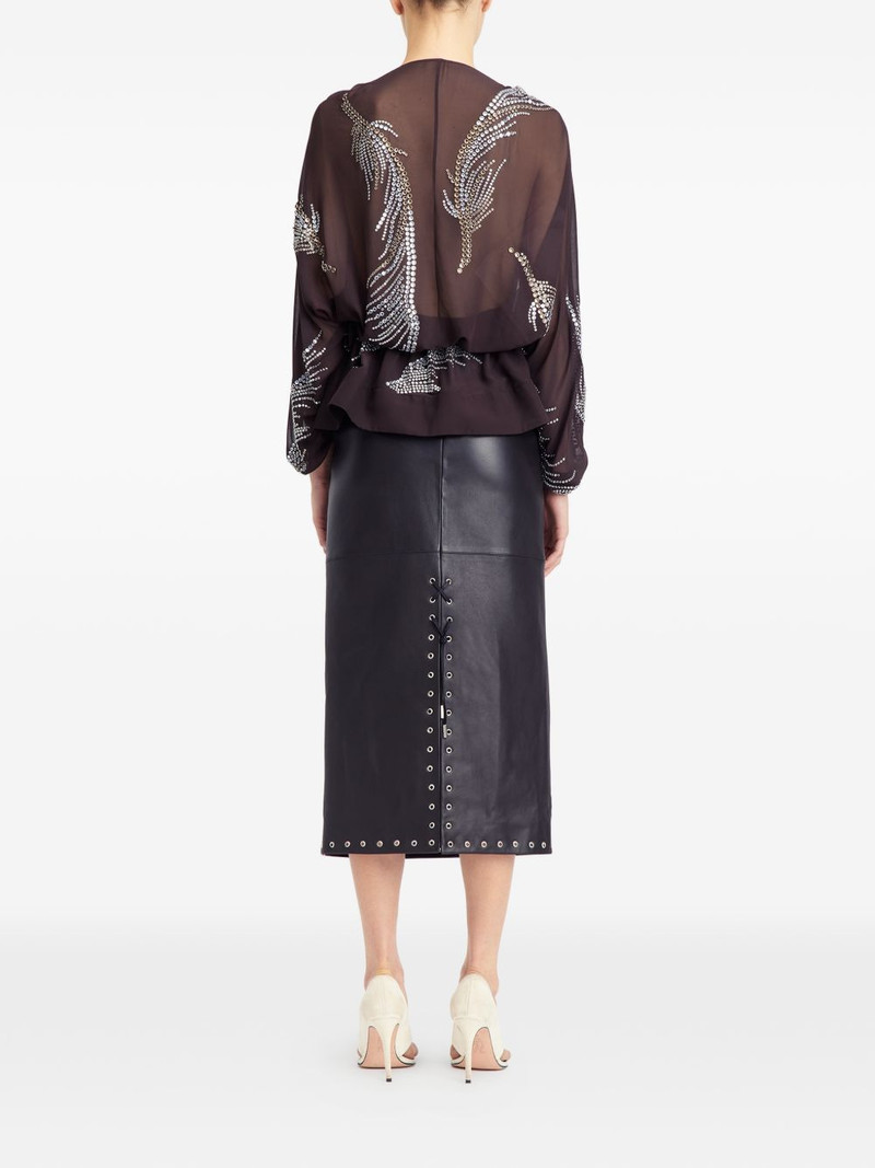16ARLINGTON Lola eyelet leather midi skirt outlook