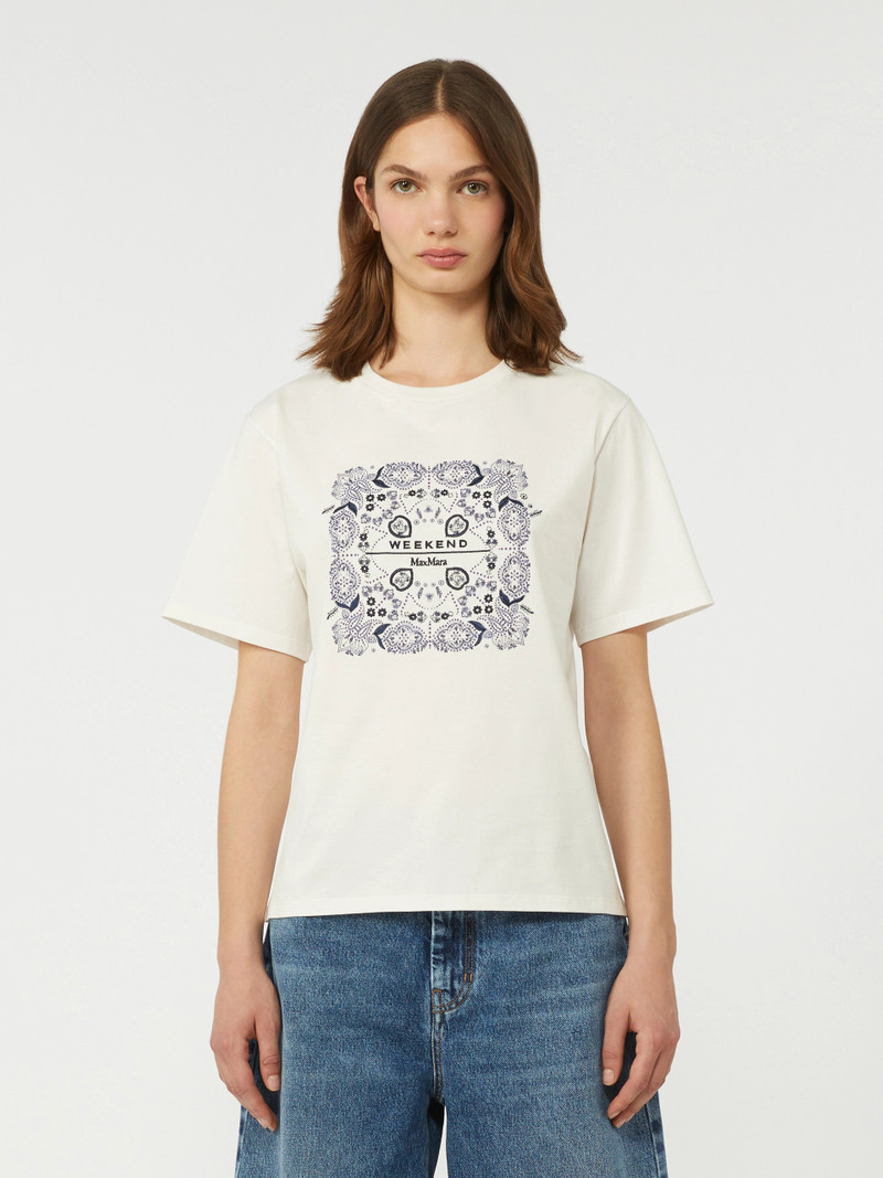 WEST Print and embroidery-adorned cotton T-shirt - WHITE 3