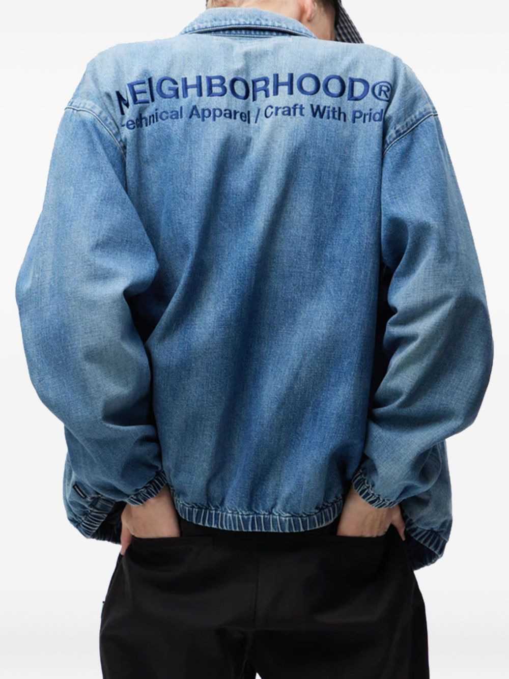 embroidered-logo denim jacket - 3