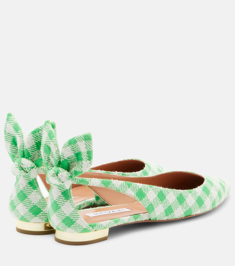 AQUAZZURA Bow Tie bow-detail checked ballet flats outlook