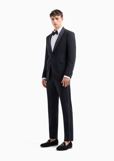 GIORGIO ARMANI Pleated cotton tuxedo shirt outlook