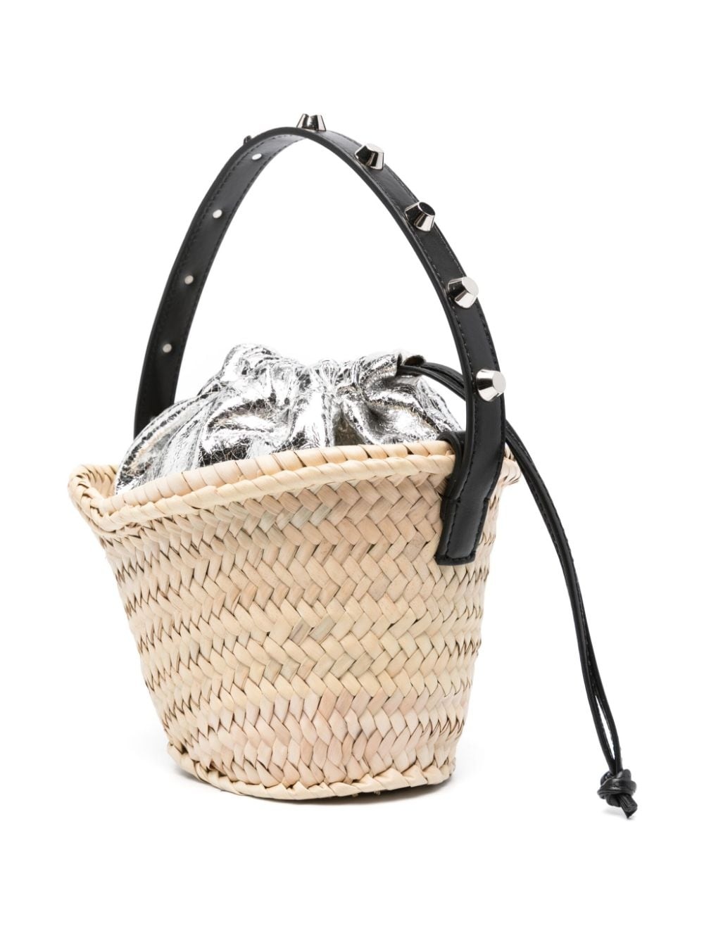 logo-charm straw bucket bag - 3