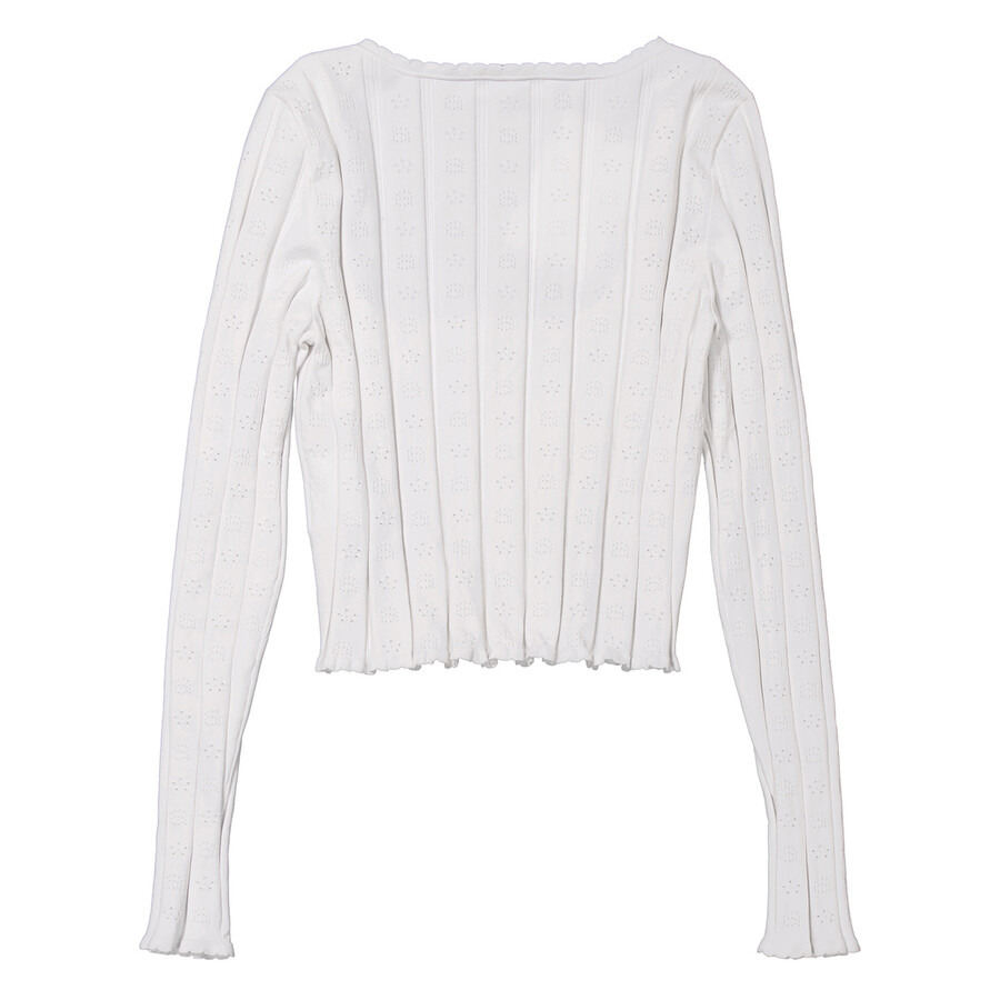 T by Alexander Wang Ladies Soft White Logo Pointelle Pullover, Size Large - 6
