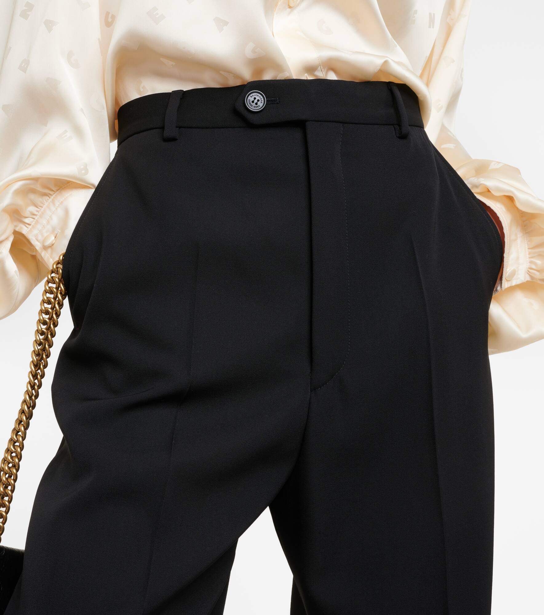 Mid-rise wool wide-leg pants - 4