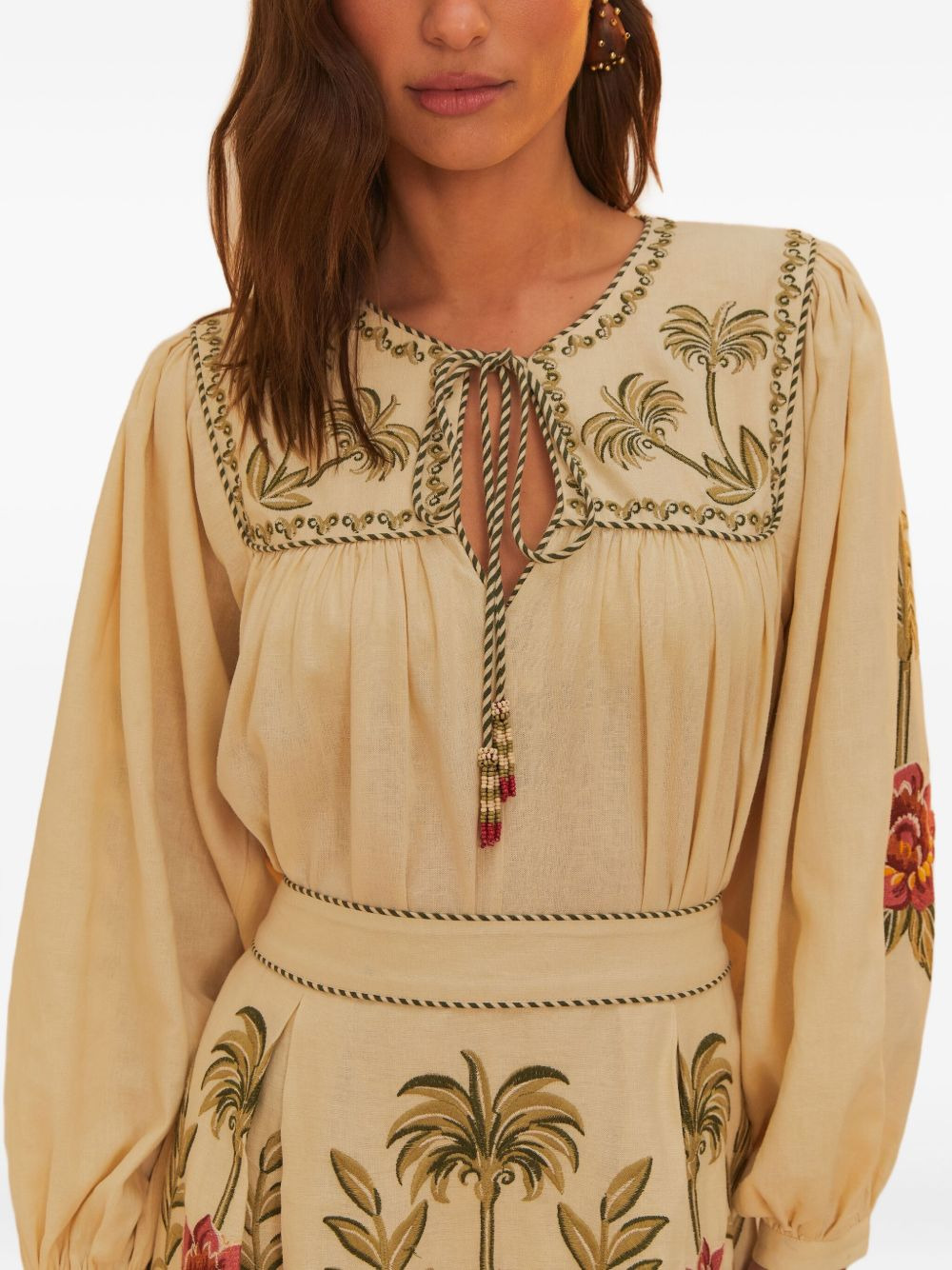 Tropical Flower embroidered blouse - 3