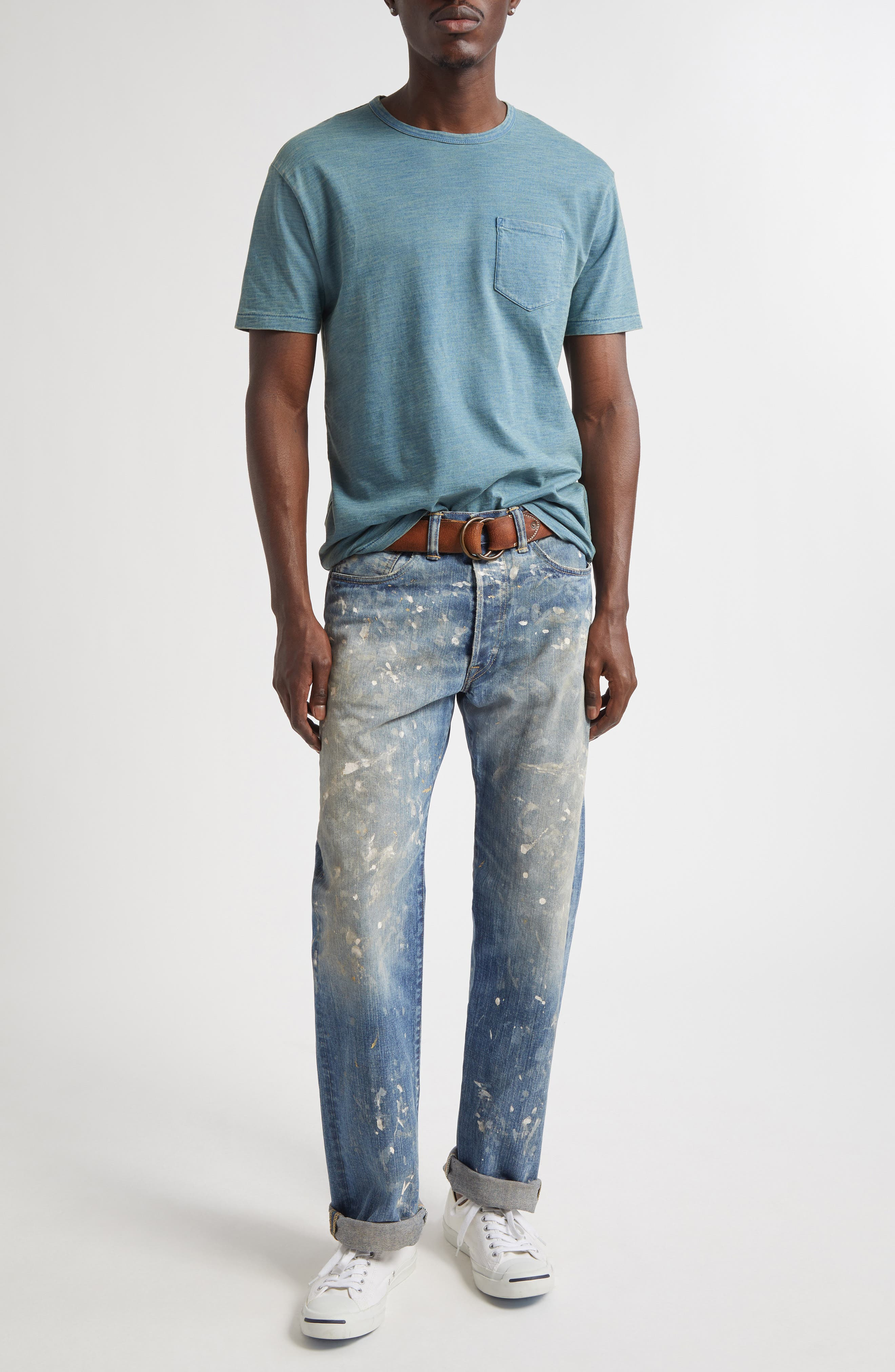Double RL Straight Fit Distressed Jeans in Fenimore Wash at Nordstrom - 8