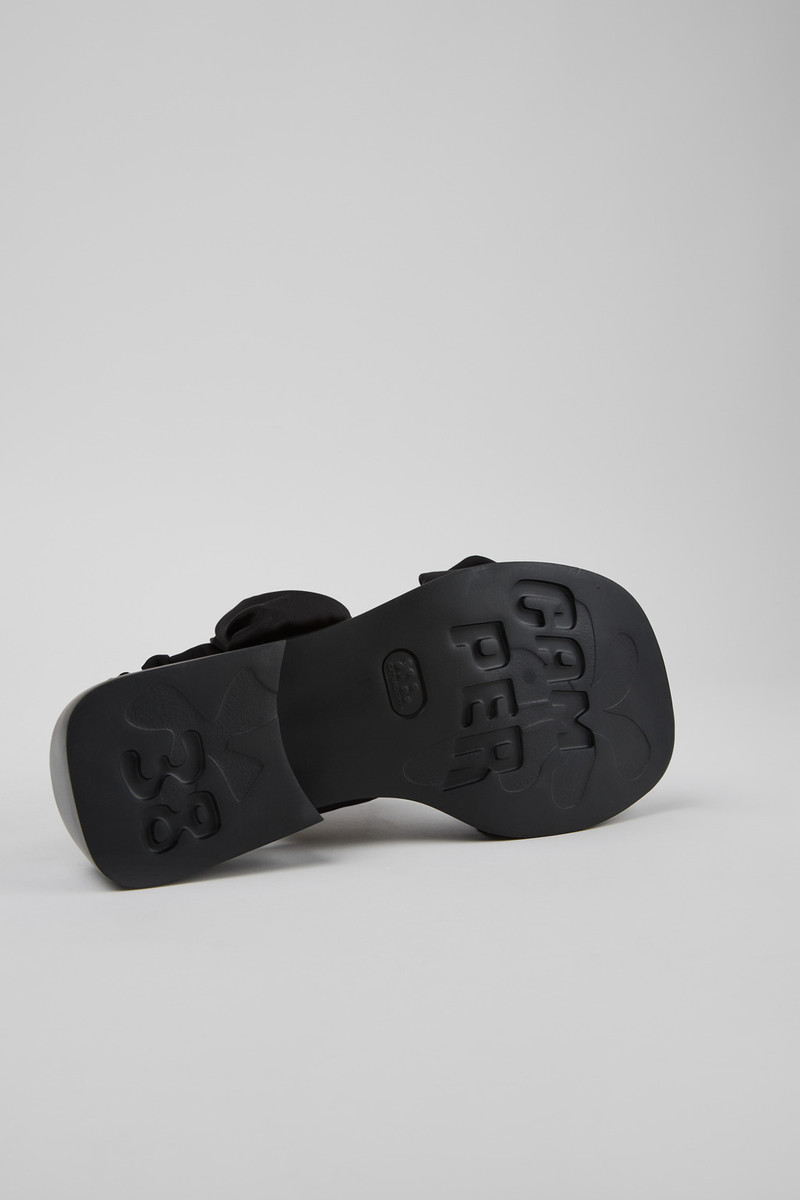 Black Textile Sandals for Women. 5