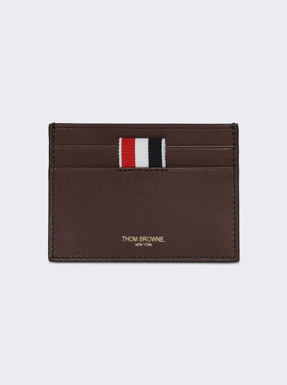 Soft Calf Leather Single Card Holder Dark Brown - 1