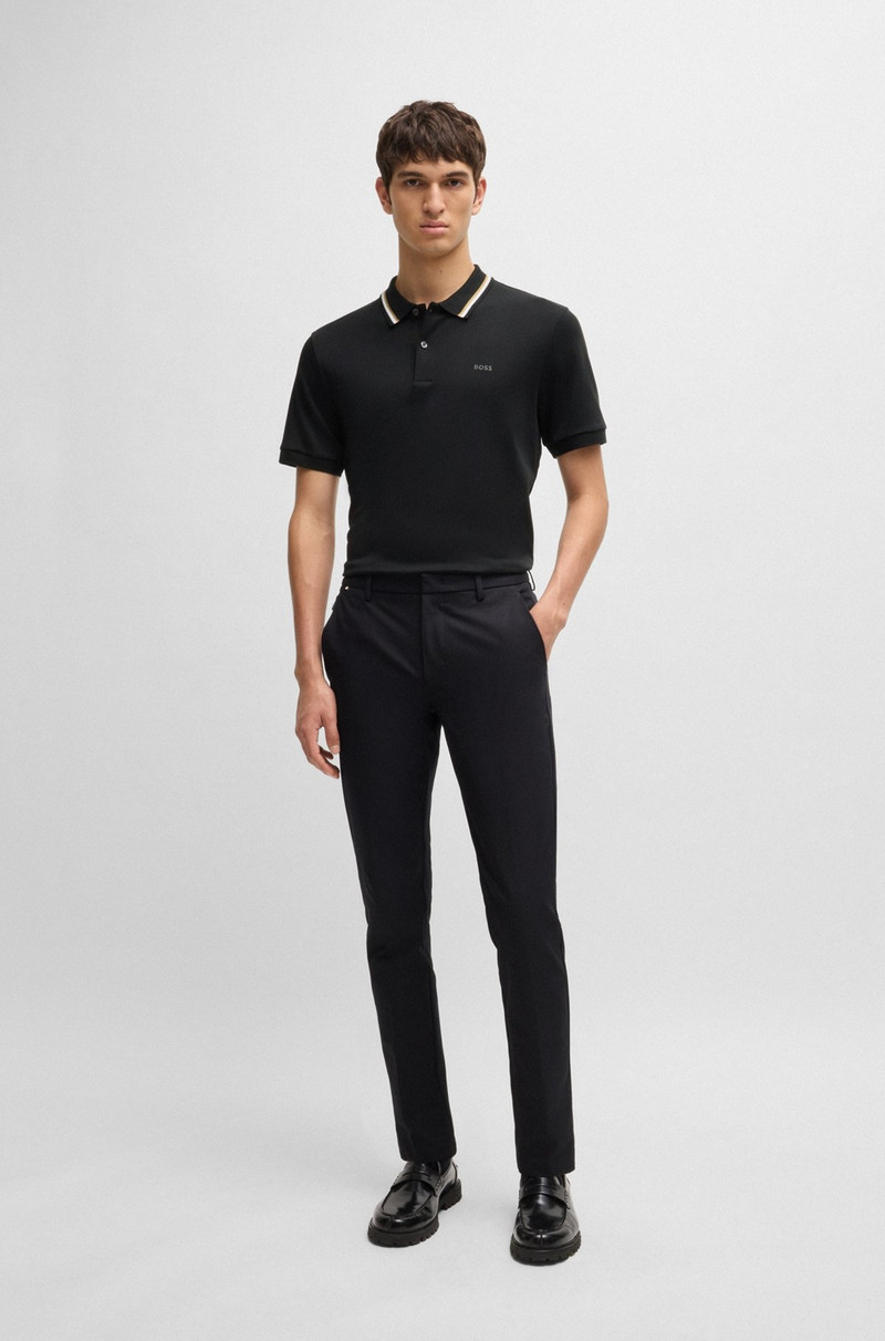 BOSS SLIM-FIT POLO SHIRT IN COTTON WITH STRIPED COLLAR outlook