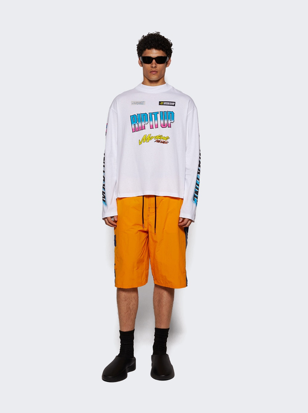 Funnel Neck Long Sleeve Tee White - 5