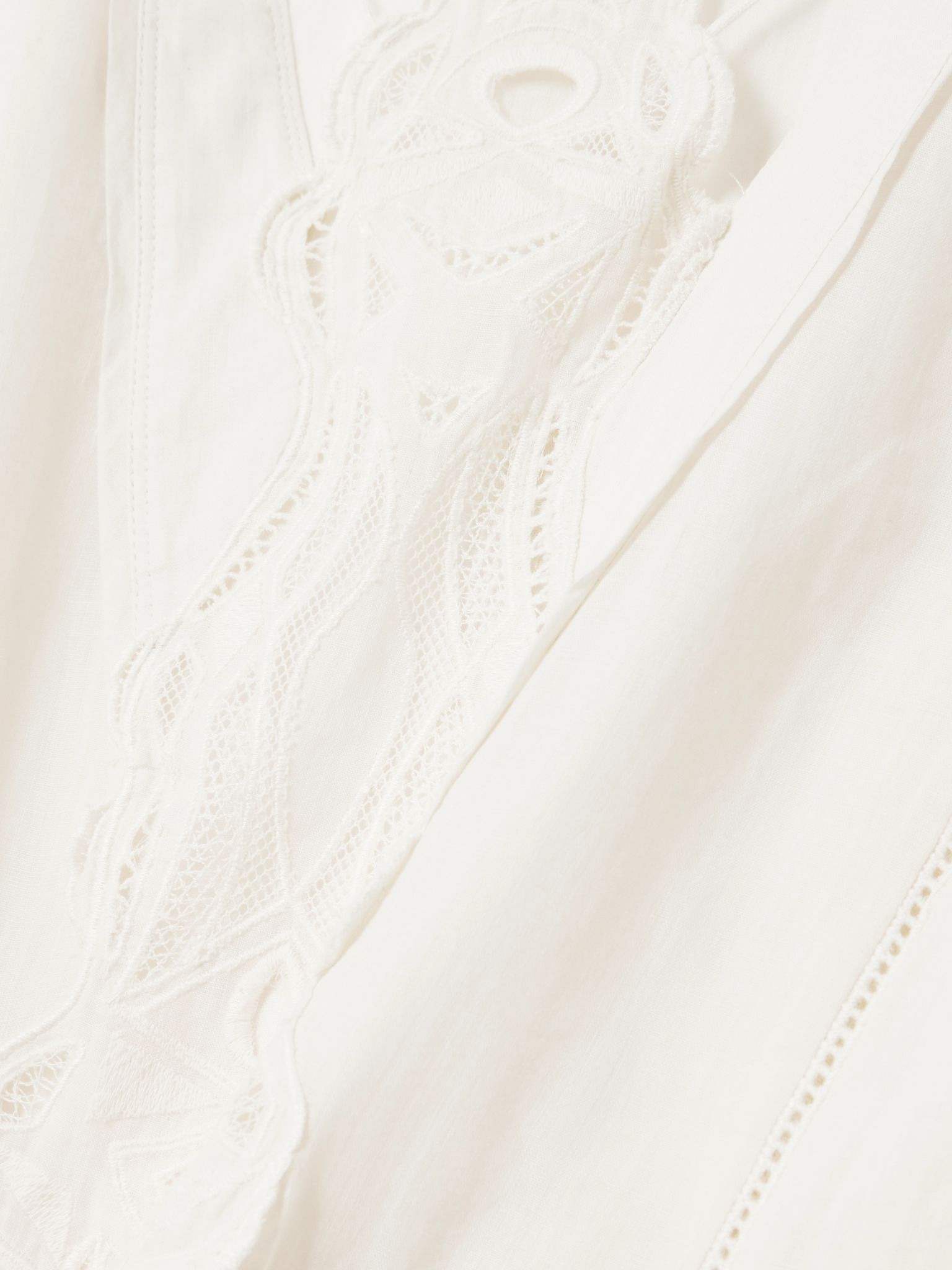 Liya lace-trimmed embroidered ramie mini dress Beige - 4