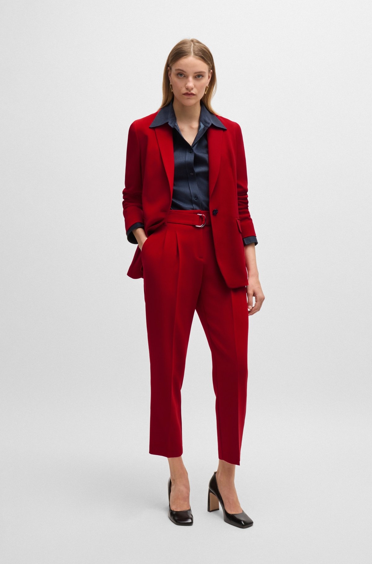 REGULAR-FIT CROPPED TROUSERS IN CREASE-RESISTANT CREPE - 3