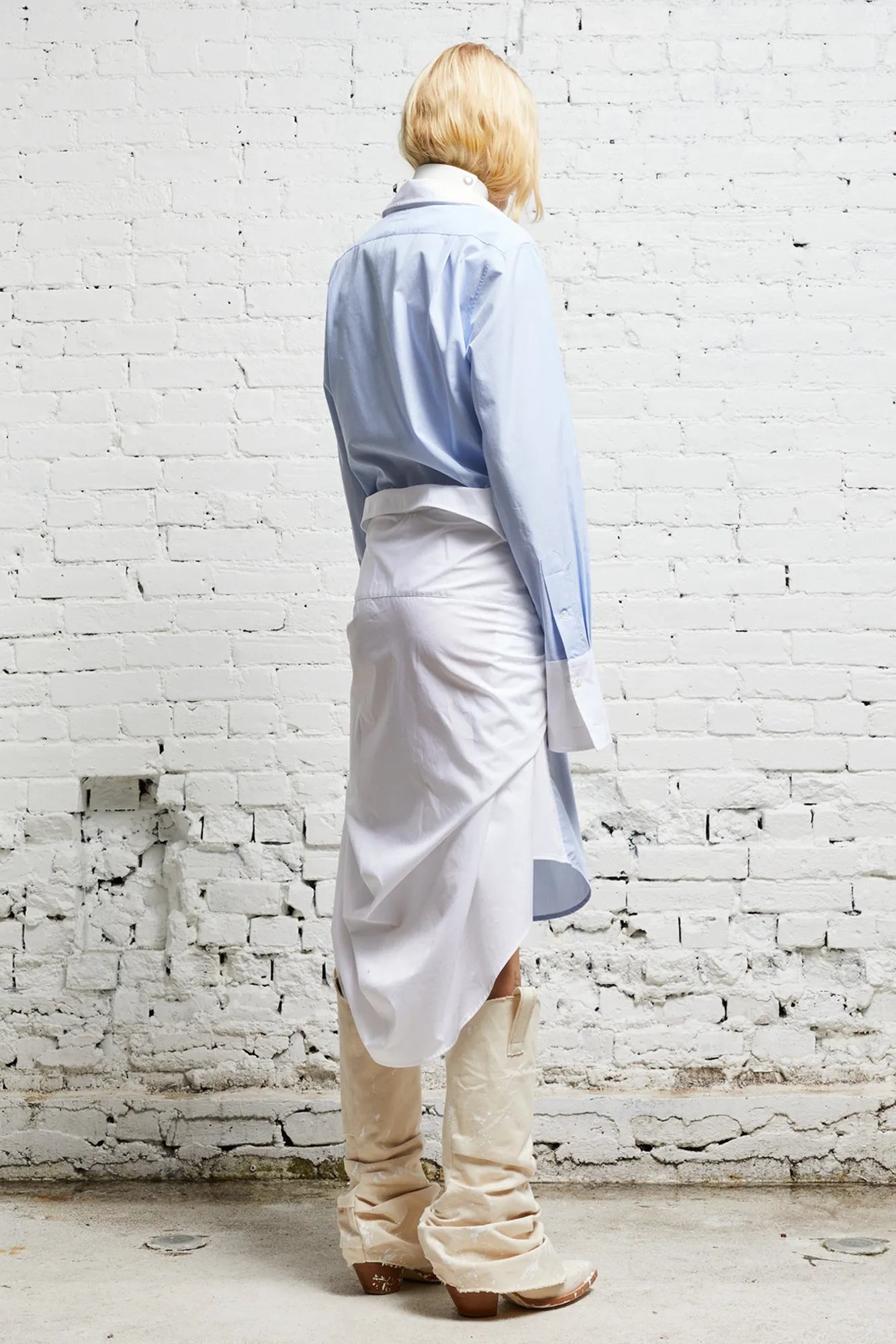 TIE SHIRTDRESS - BLUE AND WHITE - 5