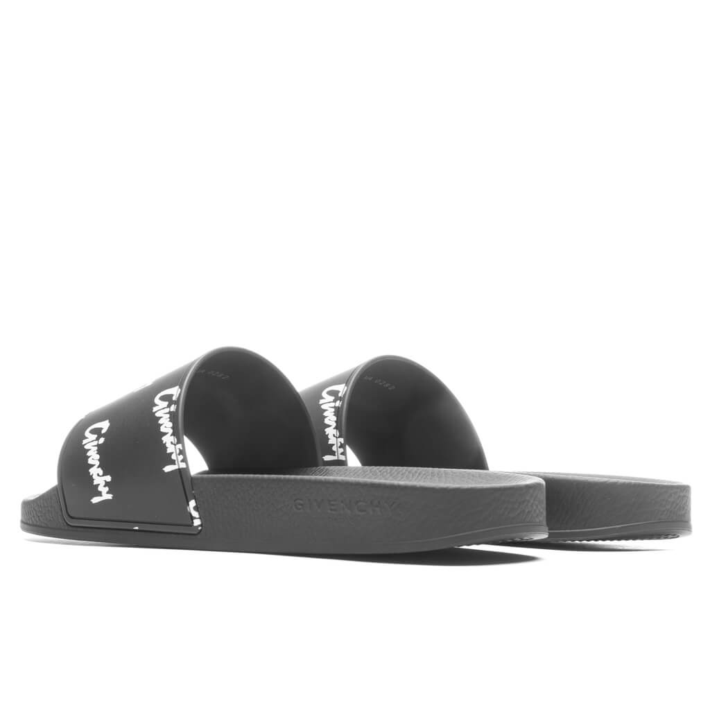 ALL OVER PRINT FLAT SANDALS - BLACK/WHITE - 4