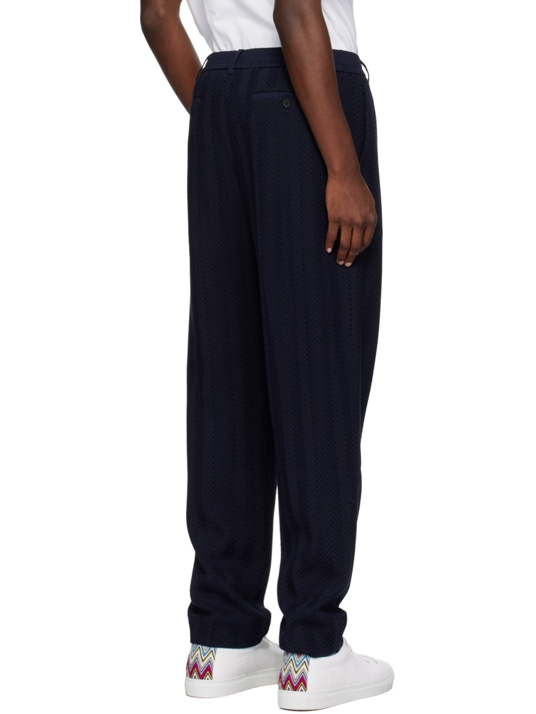 Navy Tapered Trousers - 3