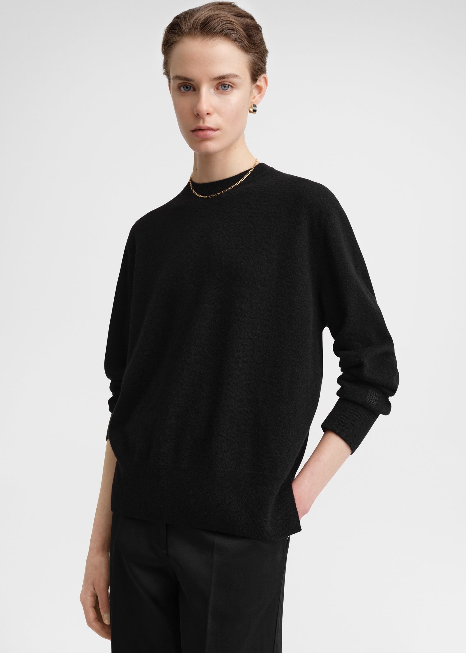 Crew-neck cashmere knit black - 5