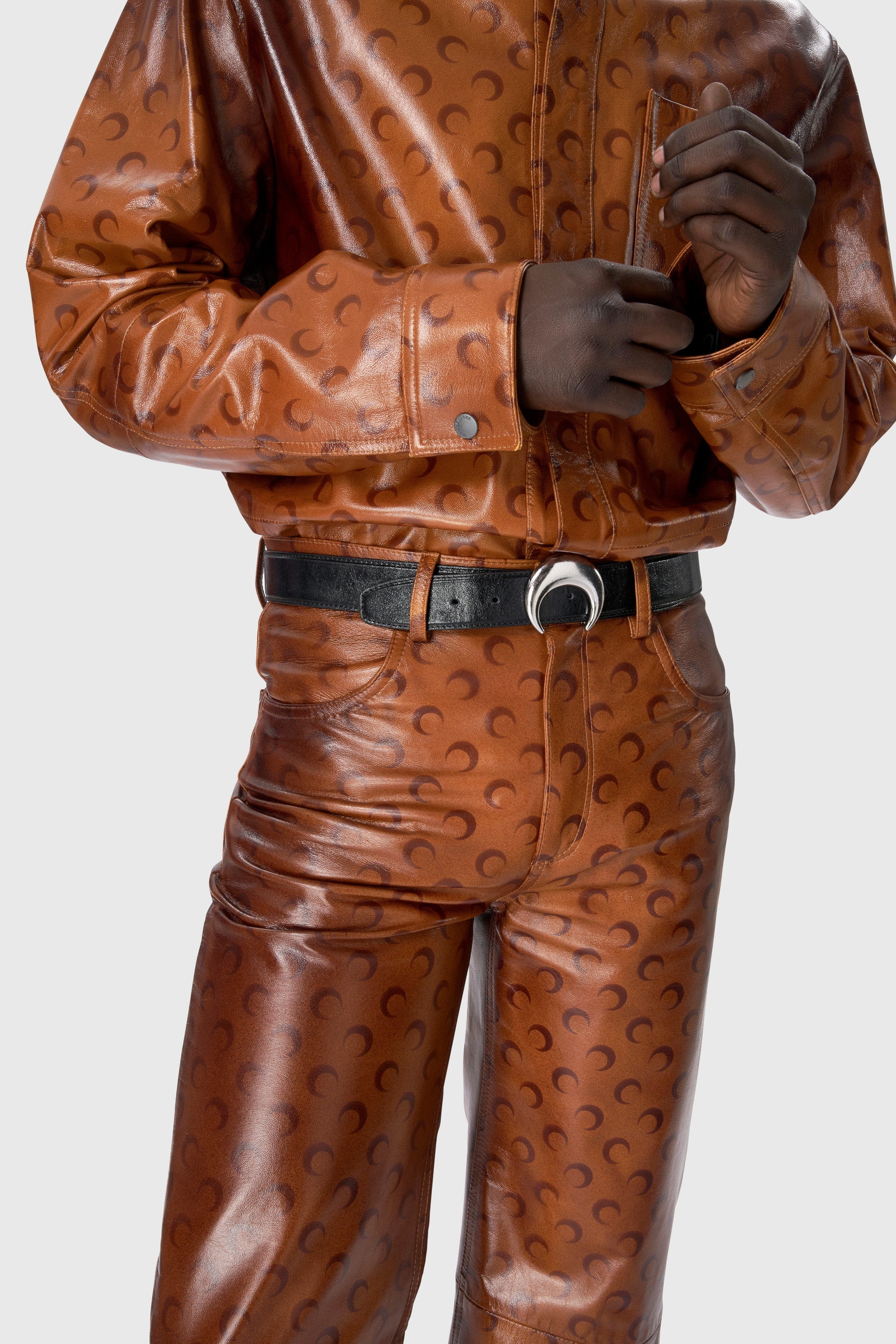Moon Airbrushed Leather Wide Leg Pants - 7