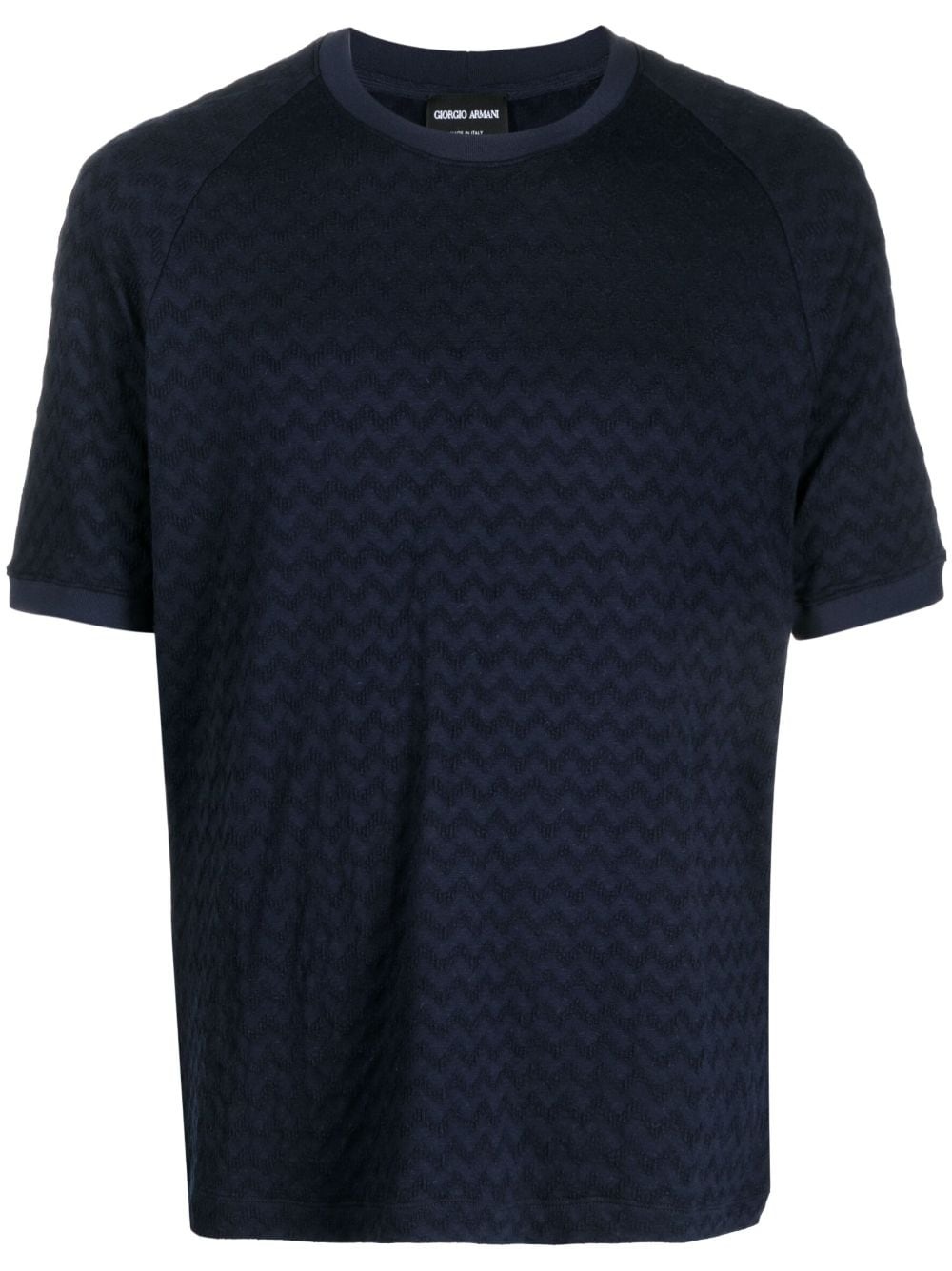 textured round neck T-shirt - 1